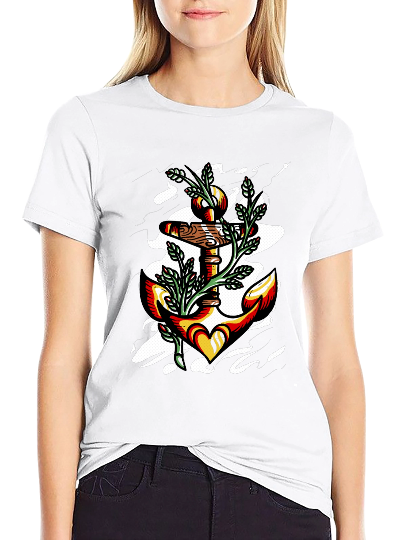 Anchor Heart Graphic Black T-Shirt