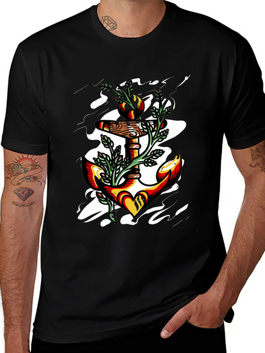 Anchor Heart Graphic Black T-Shirt