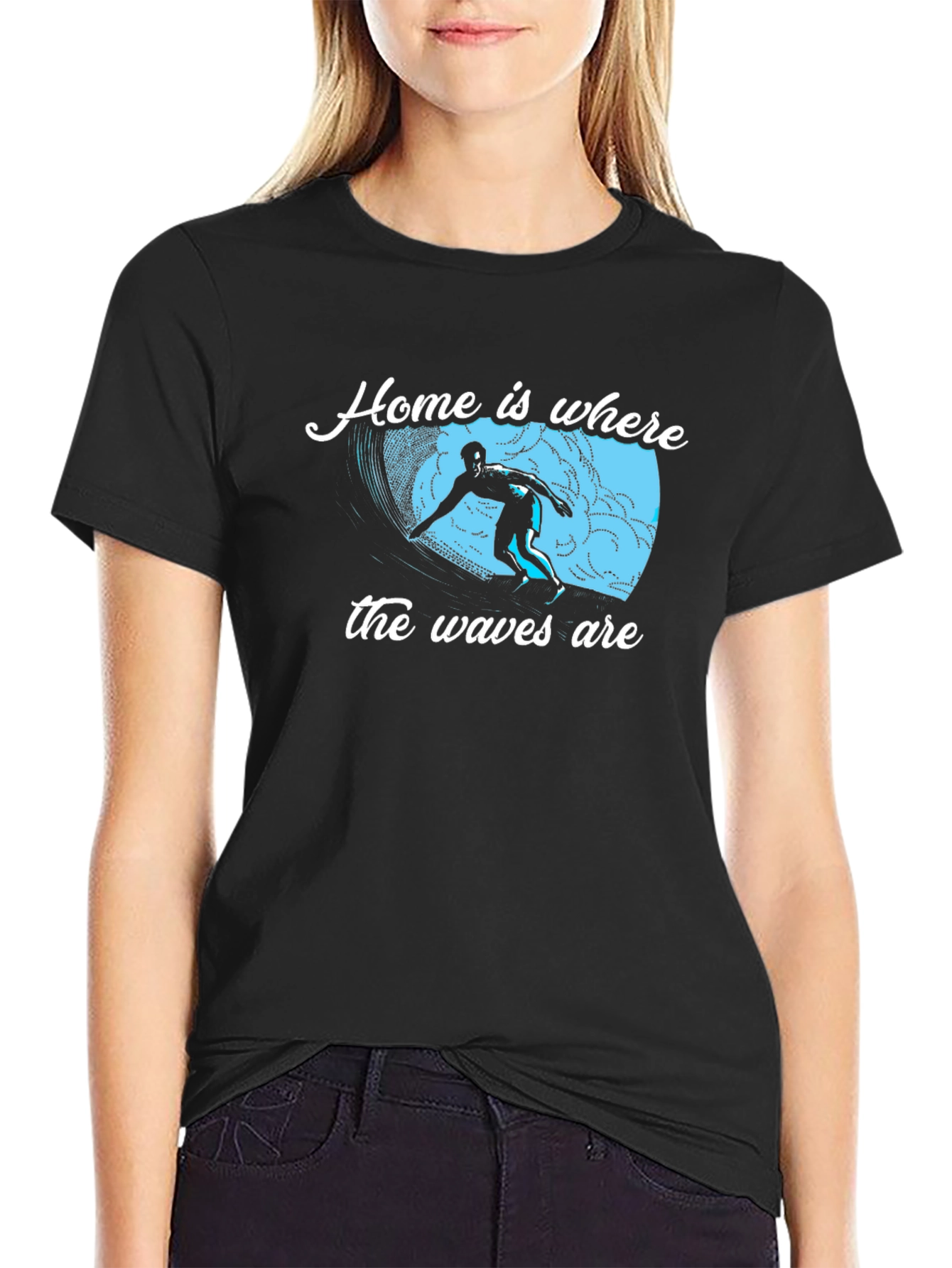 Home is Where the Waves Are Black T-Shirt