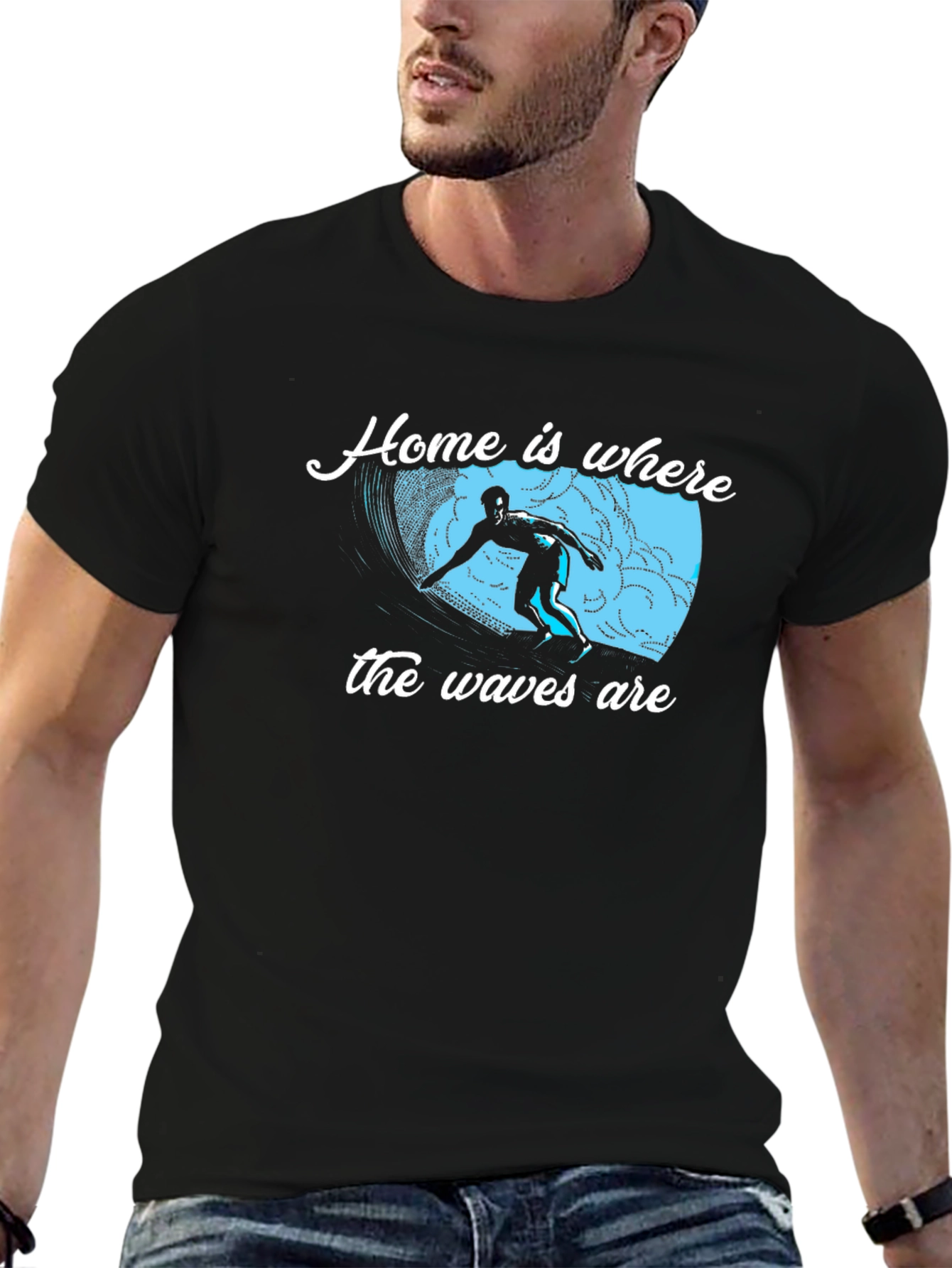 Home is Where the Waves Are Black T-Shirt