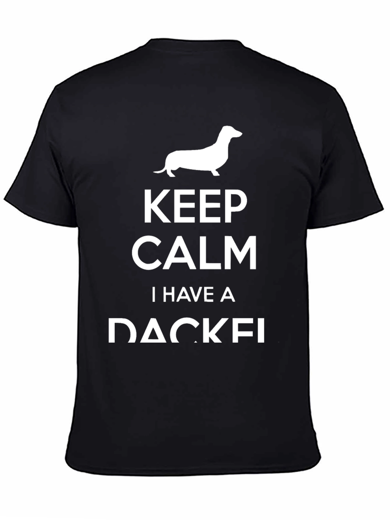 Keep Calm Dachshund T-Shirt Black Cotton