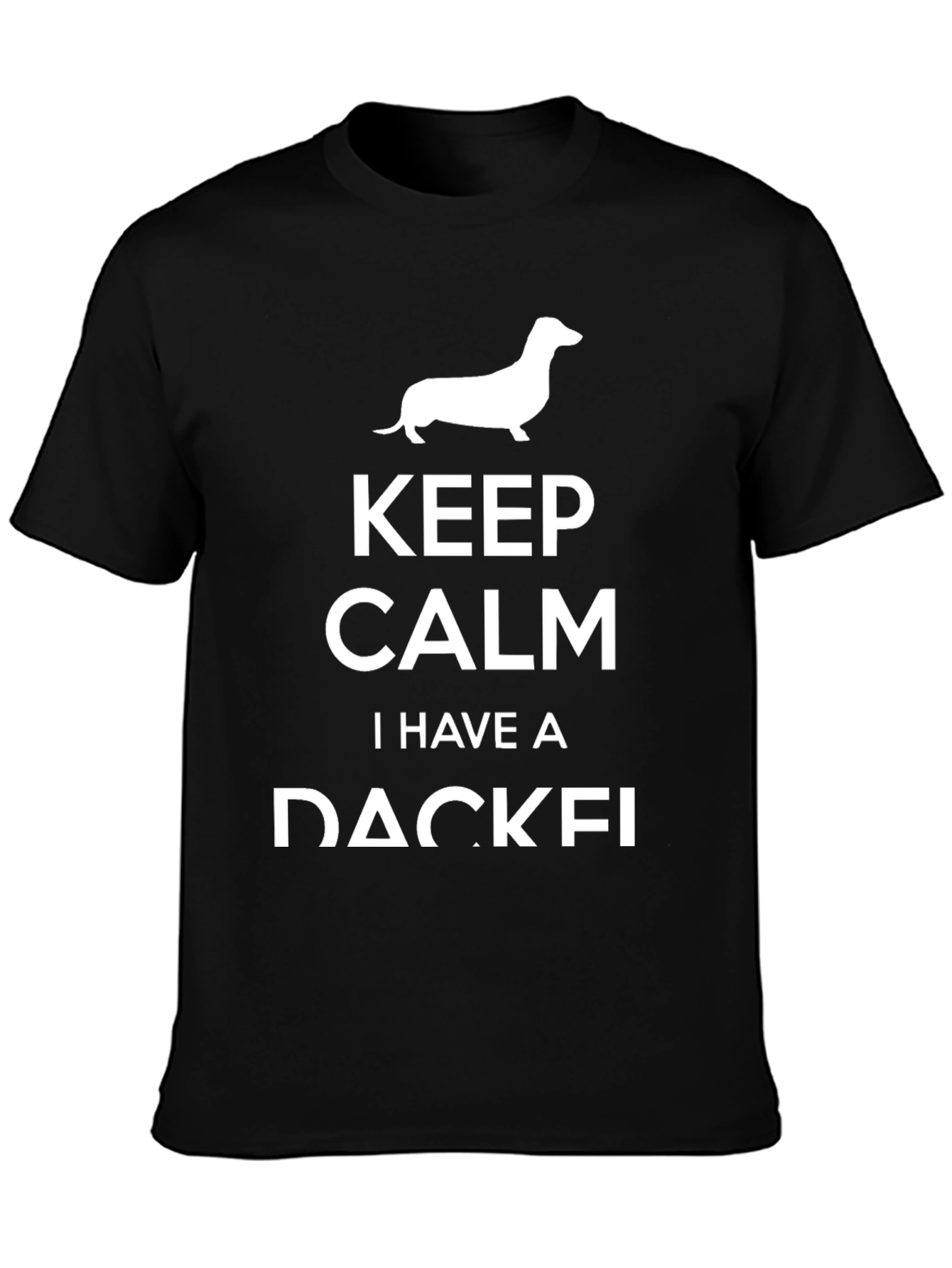 Keep Calm Dachshund T-Shirt Black Cotton