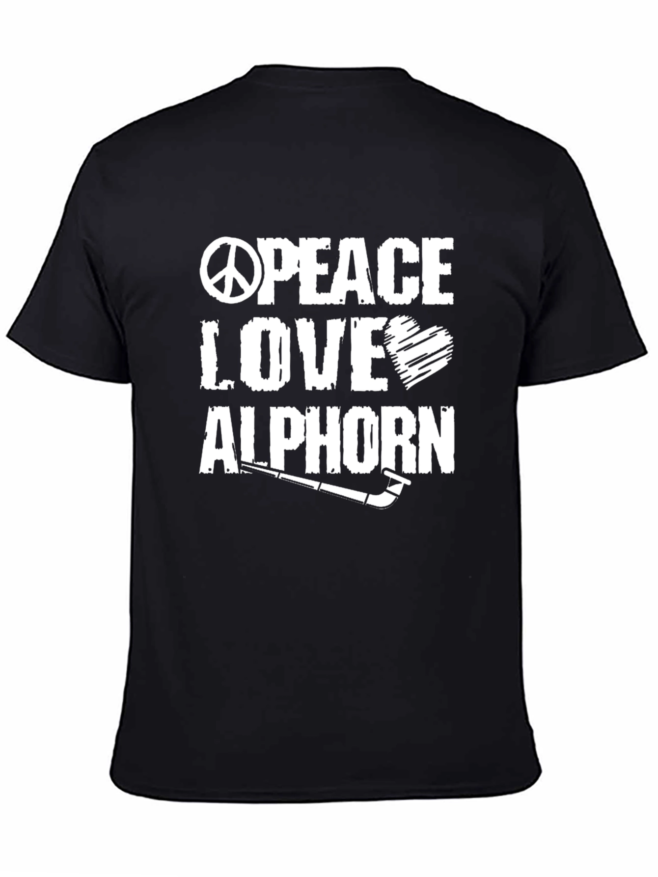 Peace Love Alphorn T-Shirt Black Cotton