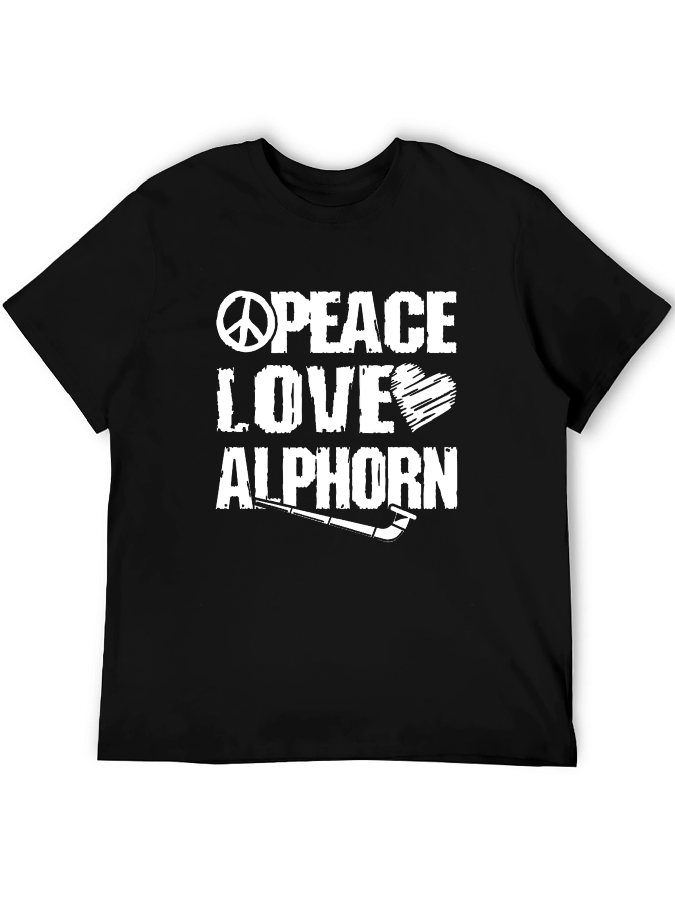 Peace Love Alphorn T-Shirt Black Cotton