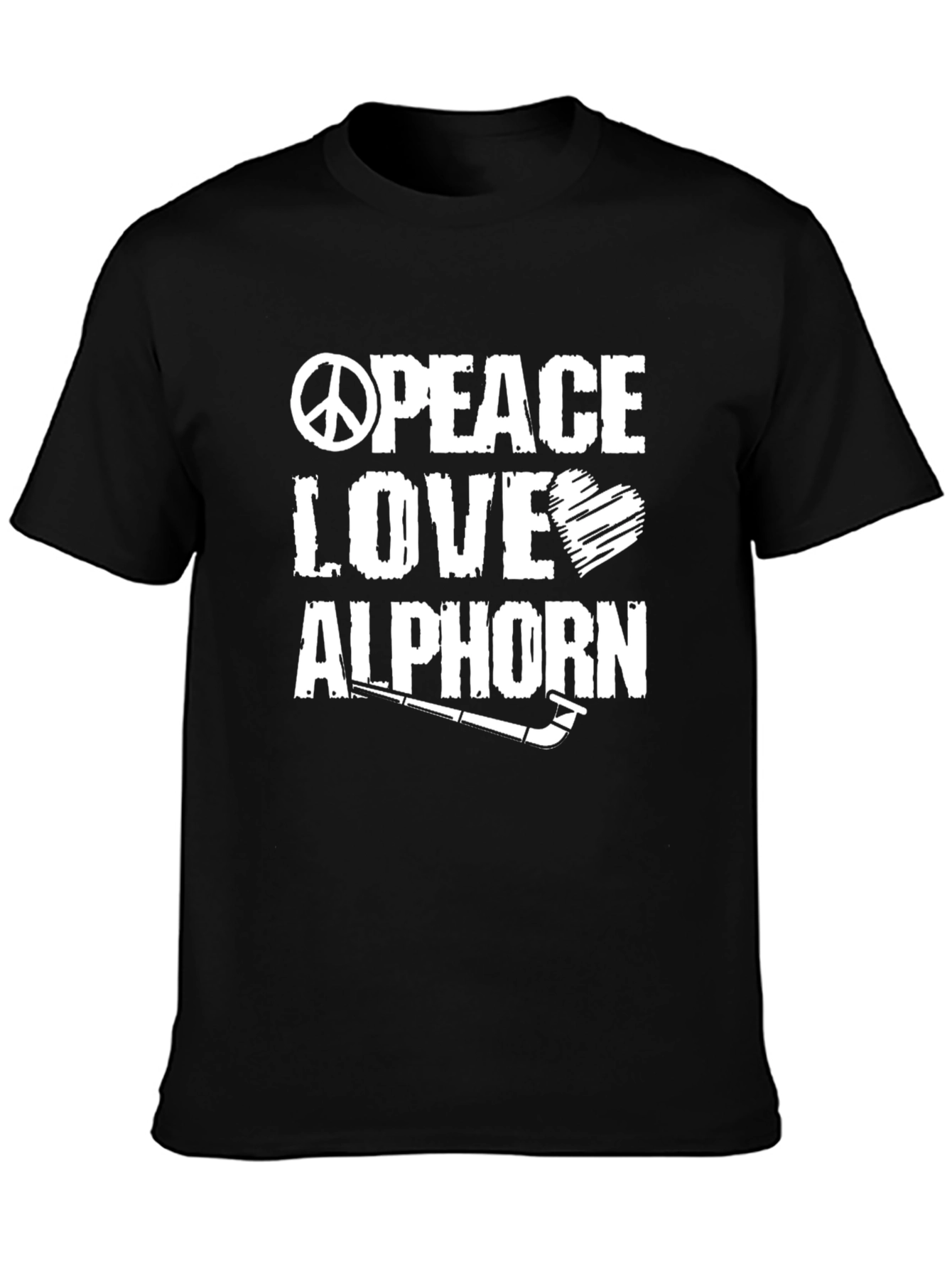 Peace Love Alphorn T-Shirt Black Cotton