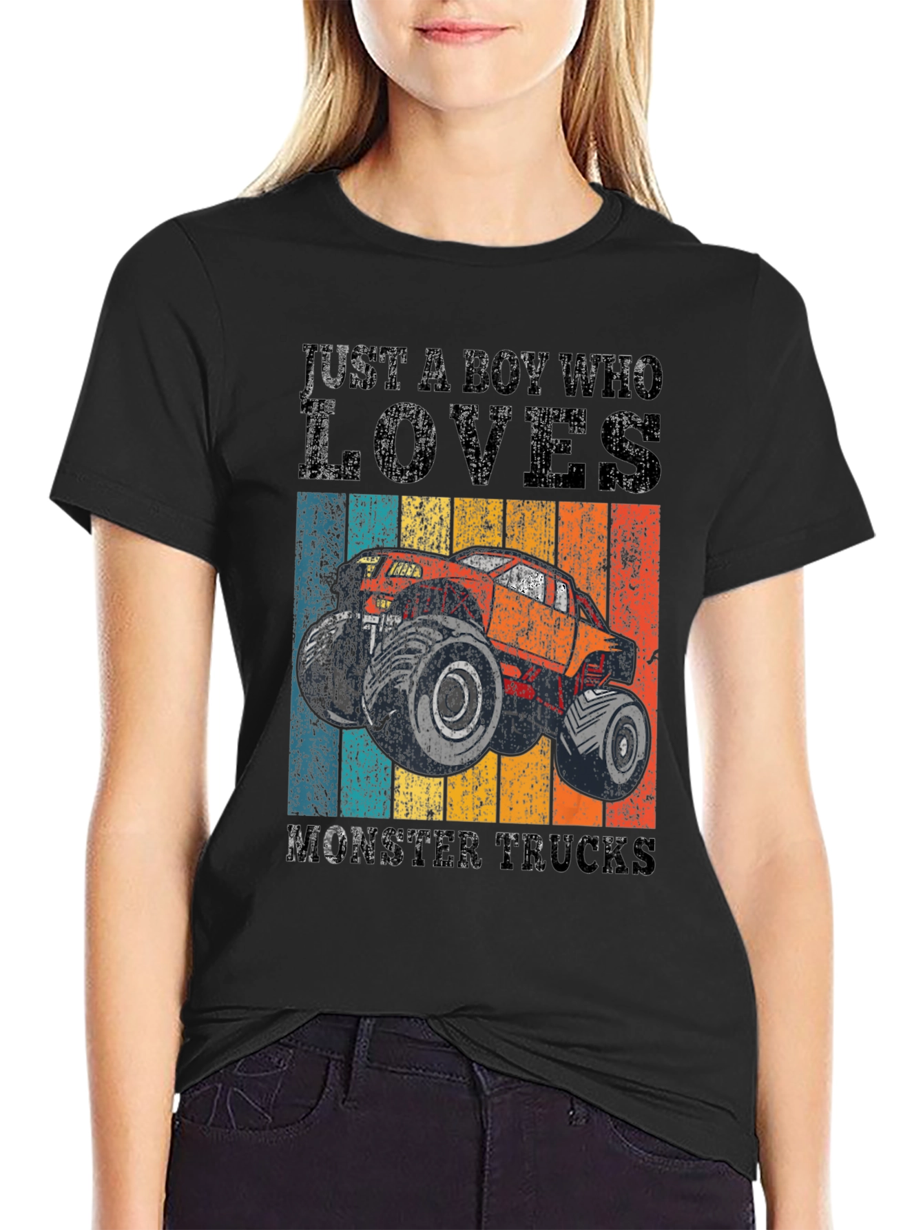 Boys Monster Truck Lover Graphic Tee - Black