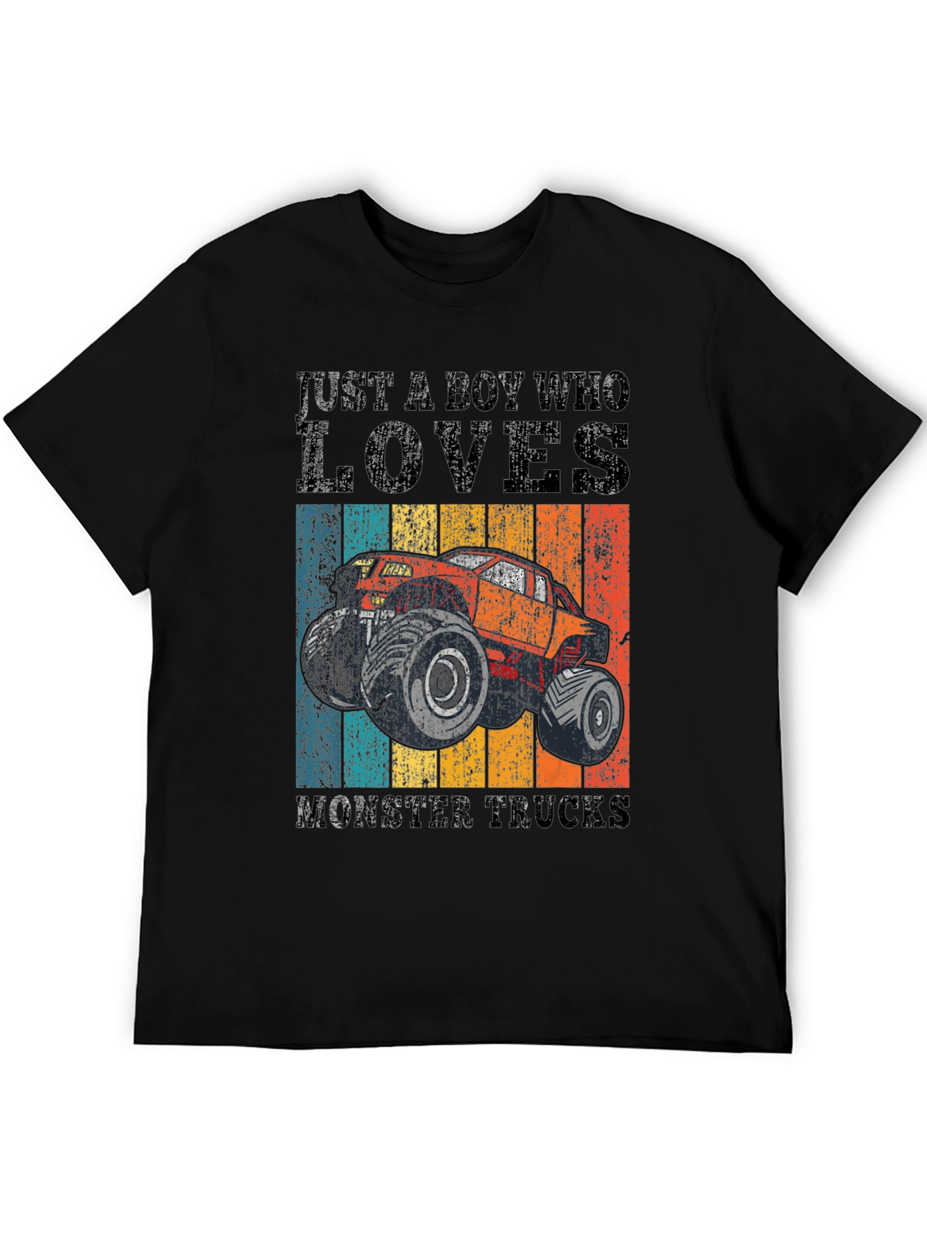 Boys Monster Truck Lover Graphic Tee - Black