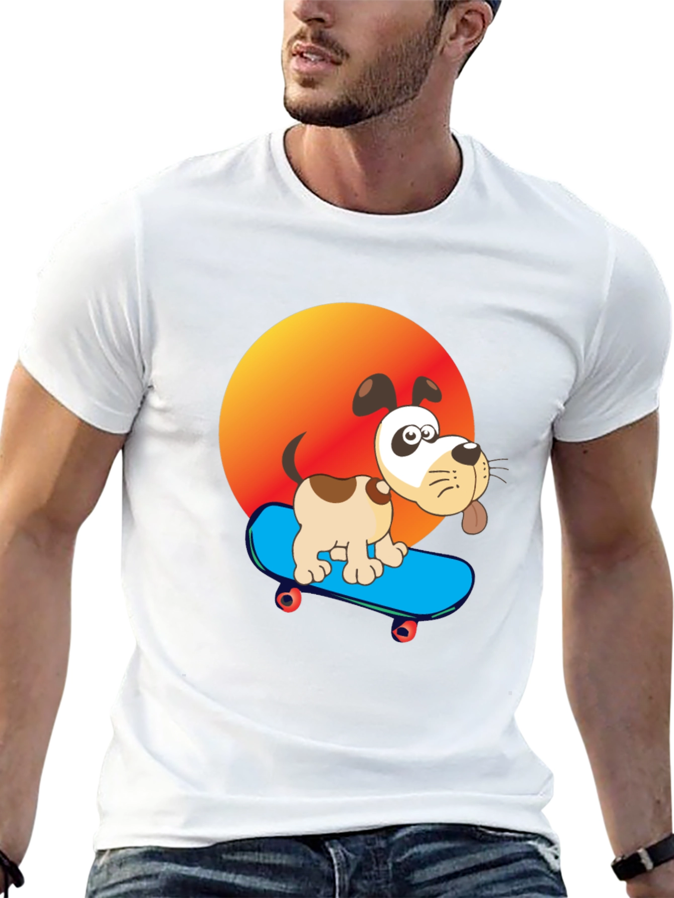 Dog on Skateboard Graphic Tee - Cool & Fun