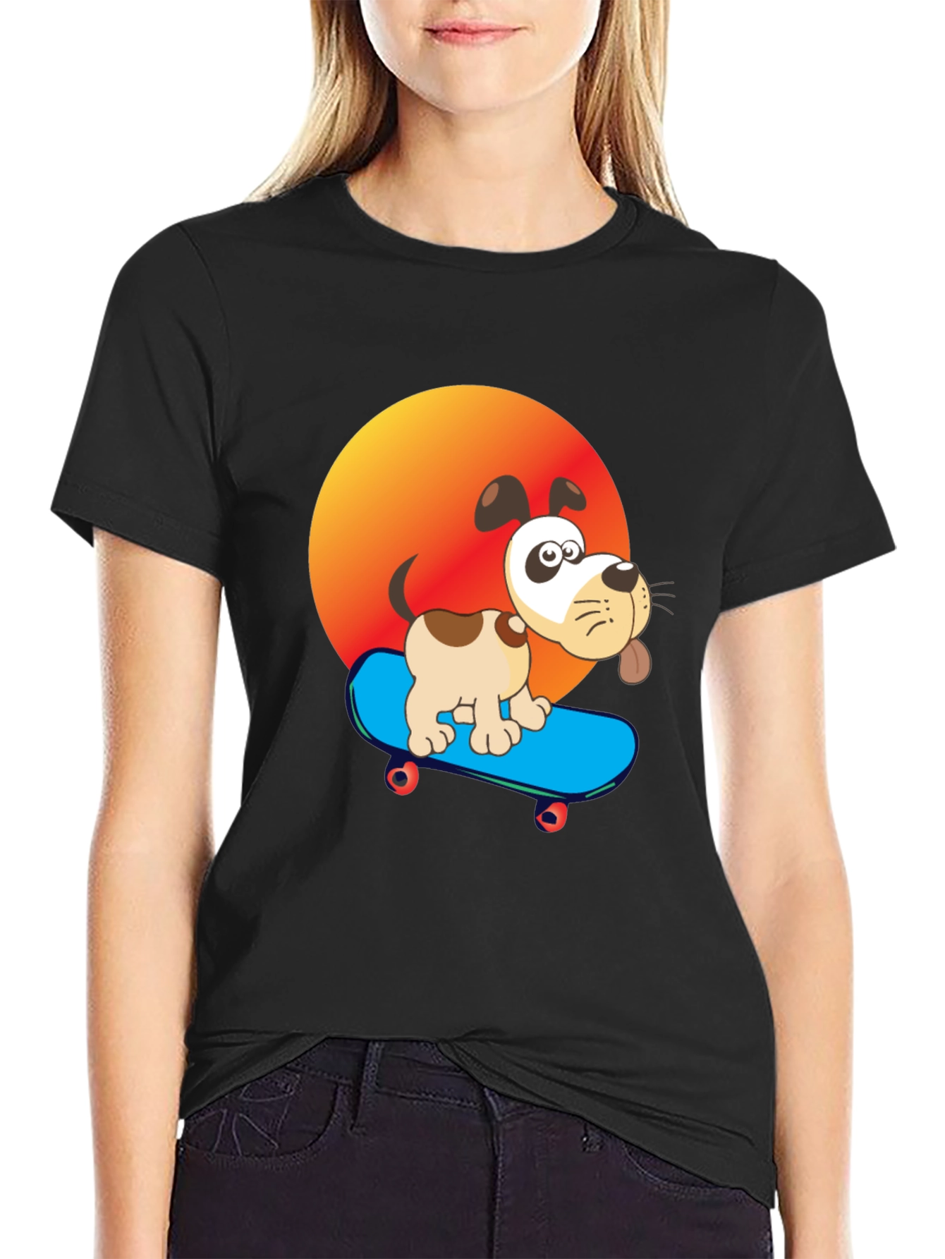 Dog on Skateboard Graphic Tee - Cool & Fun