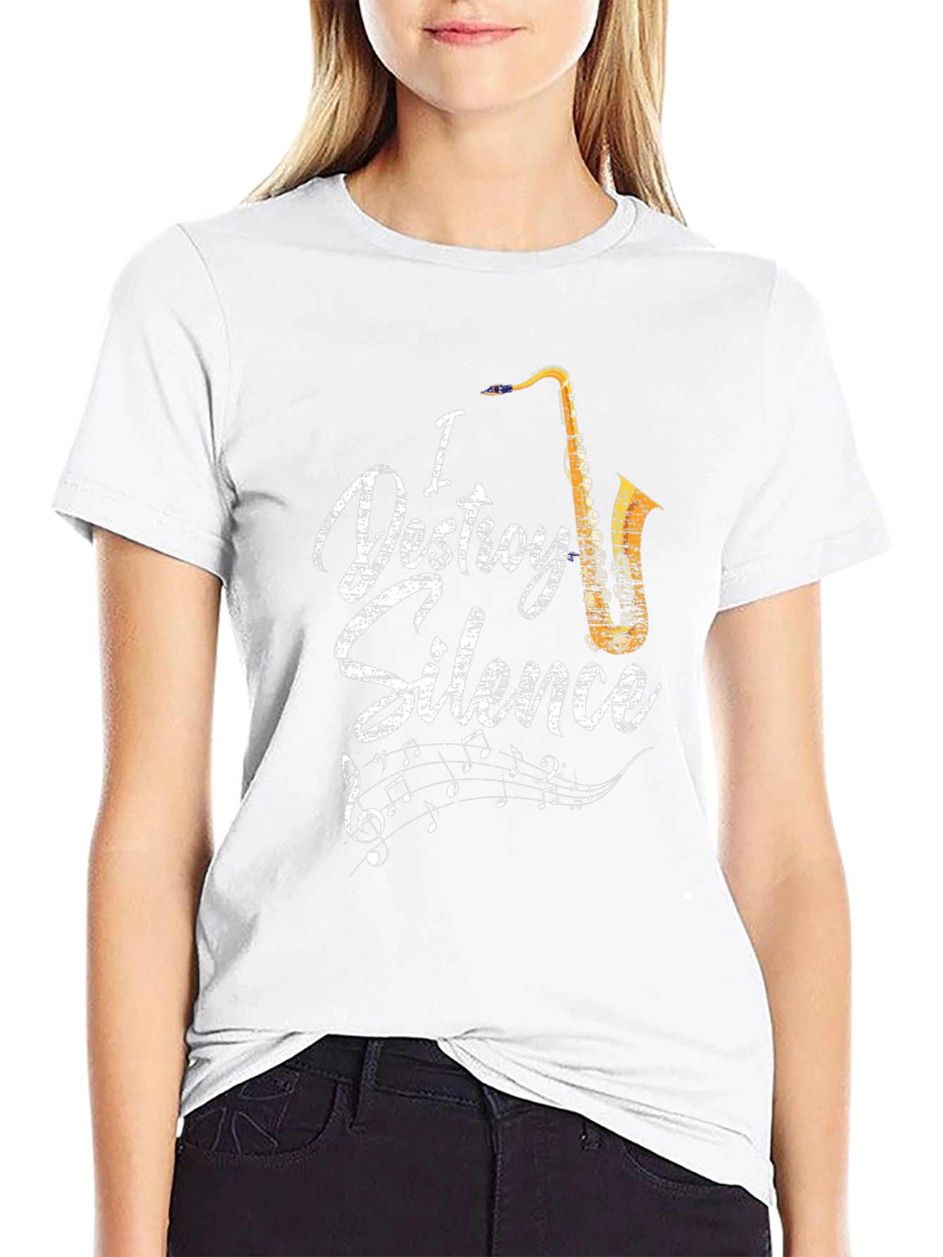 I Destroy Silence Saxophone Music Lover T-Shirt