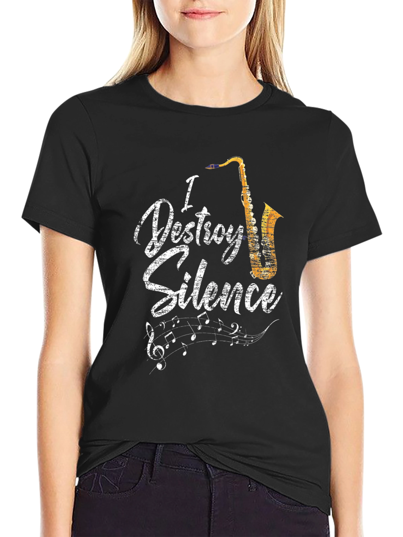 I Destroy Silence Saxophone Music Lover T-Shirt