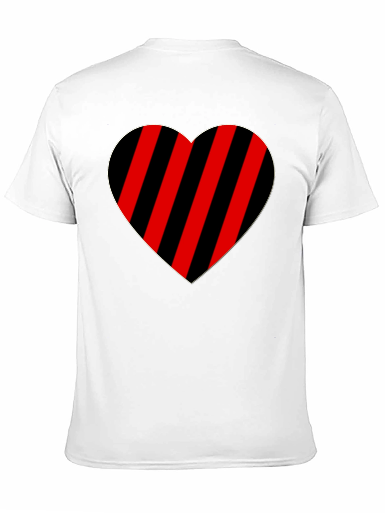Striped Heart Graphic Tee - Casual Black T-Shirt