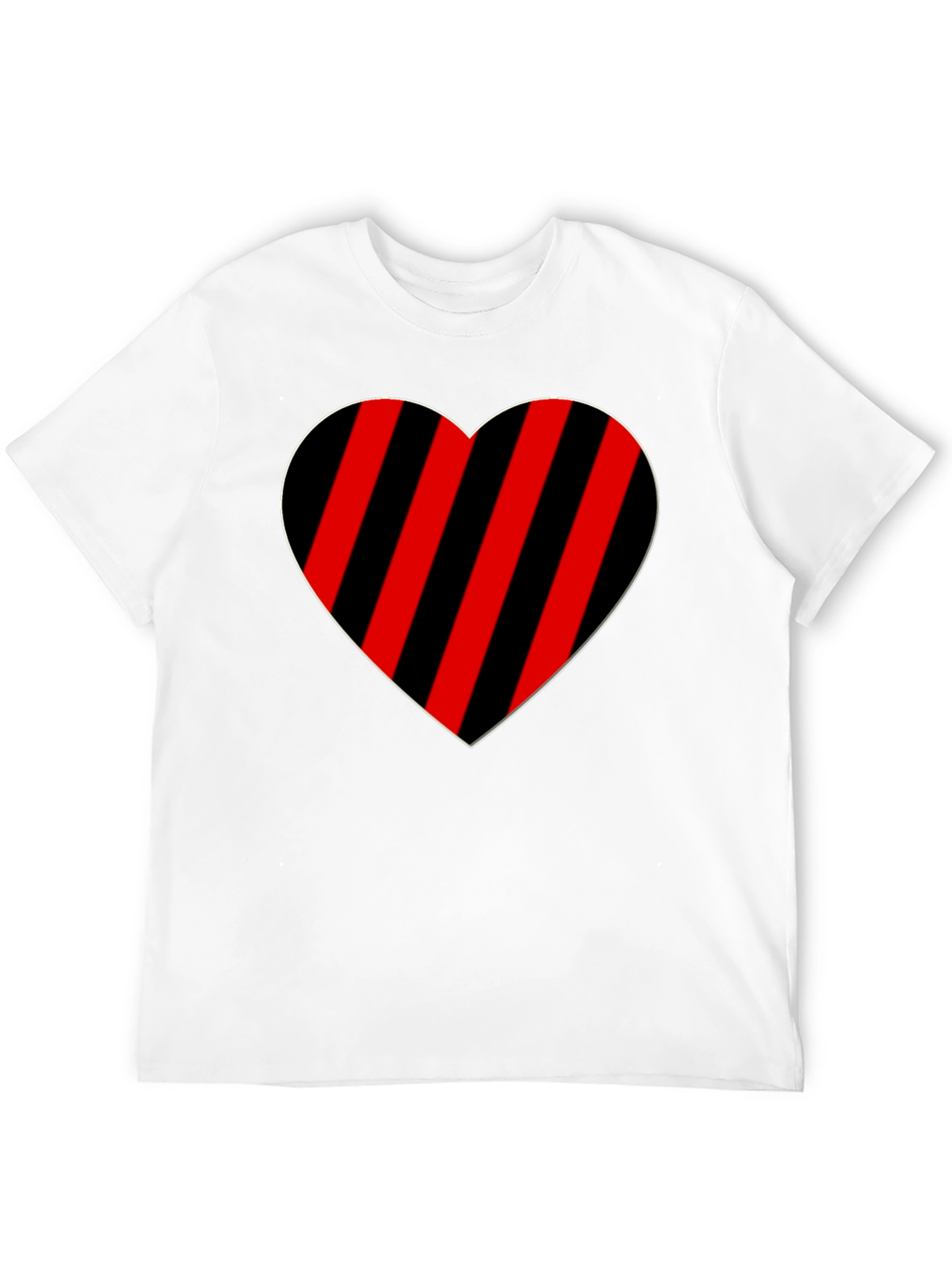 Striped Heart Graphic Tee - Casual Black T-Shirt