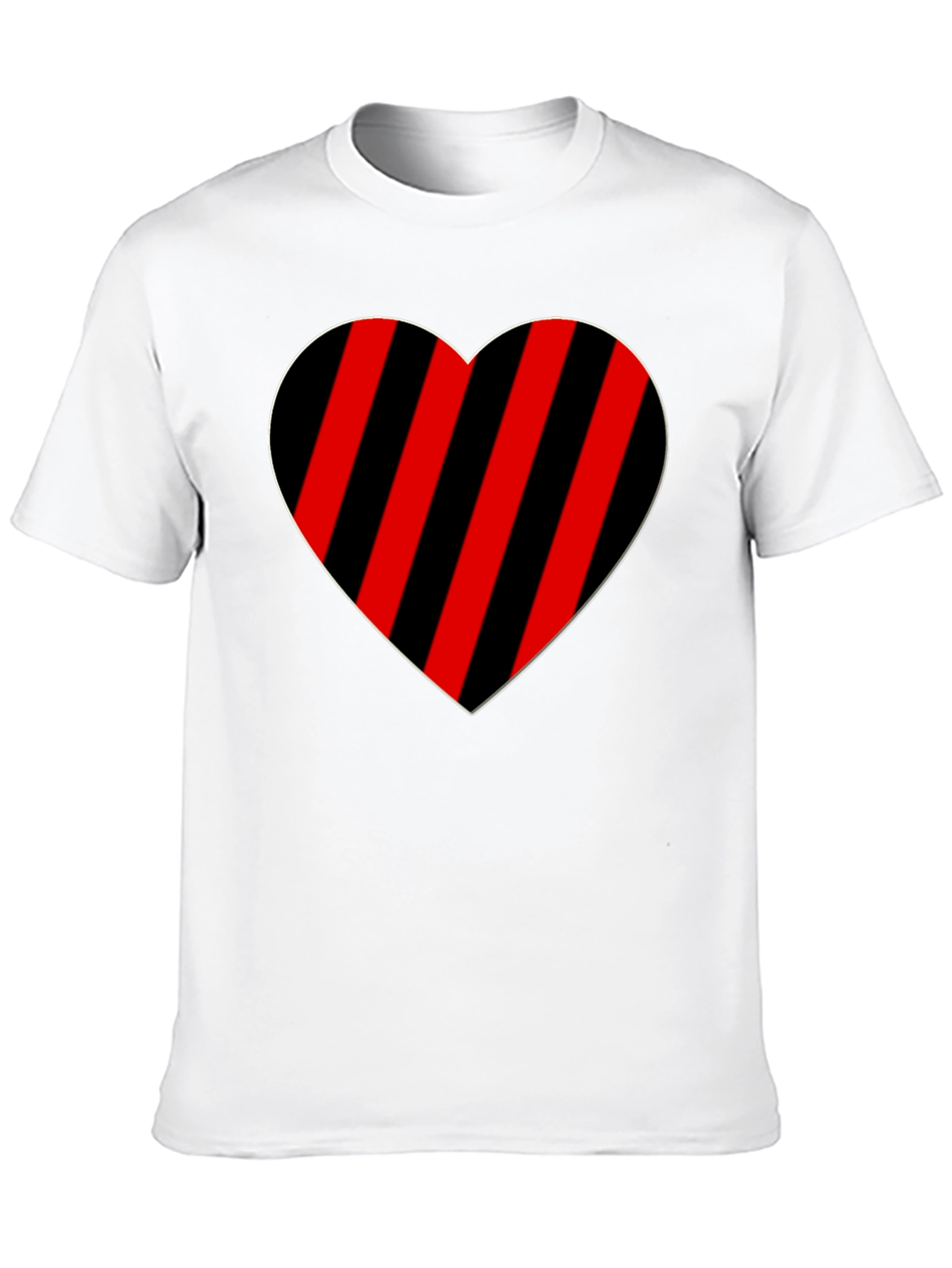 Striped Heart Graphic Tee - Casual Black T-Shirt