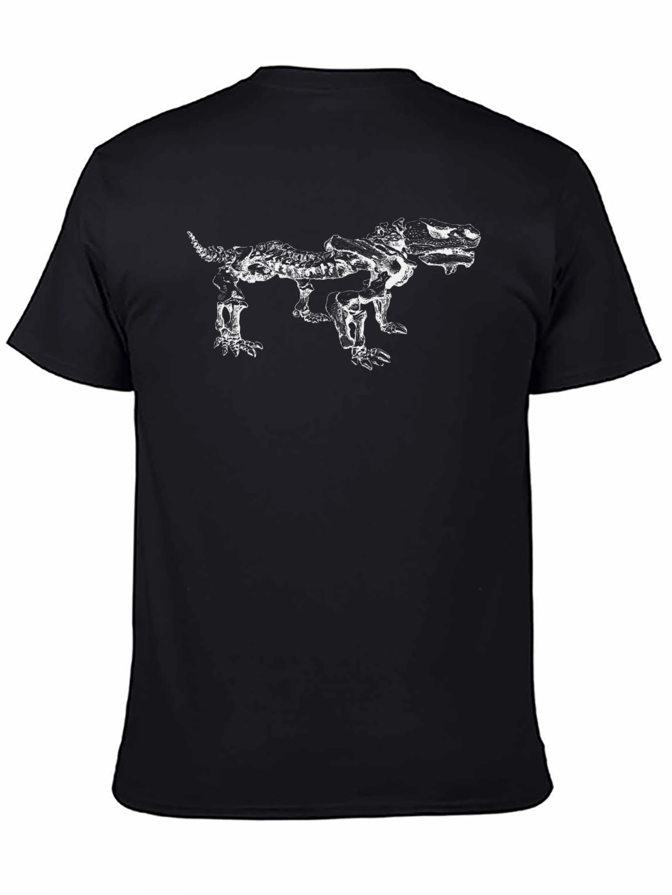 Black T-Shirt with Reptile Skeleton Graphic