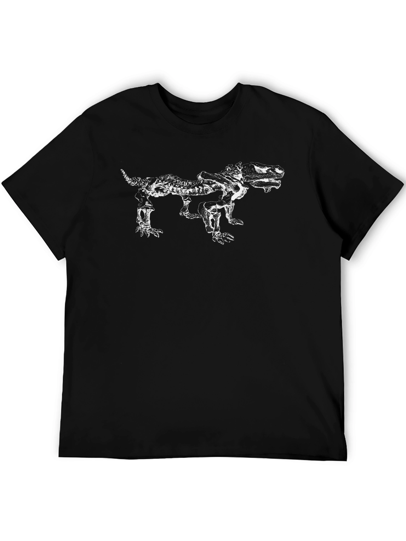 Black T-Shirt with Reptile Skeleton Graphic