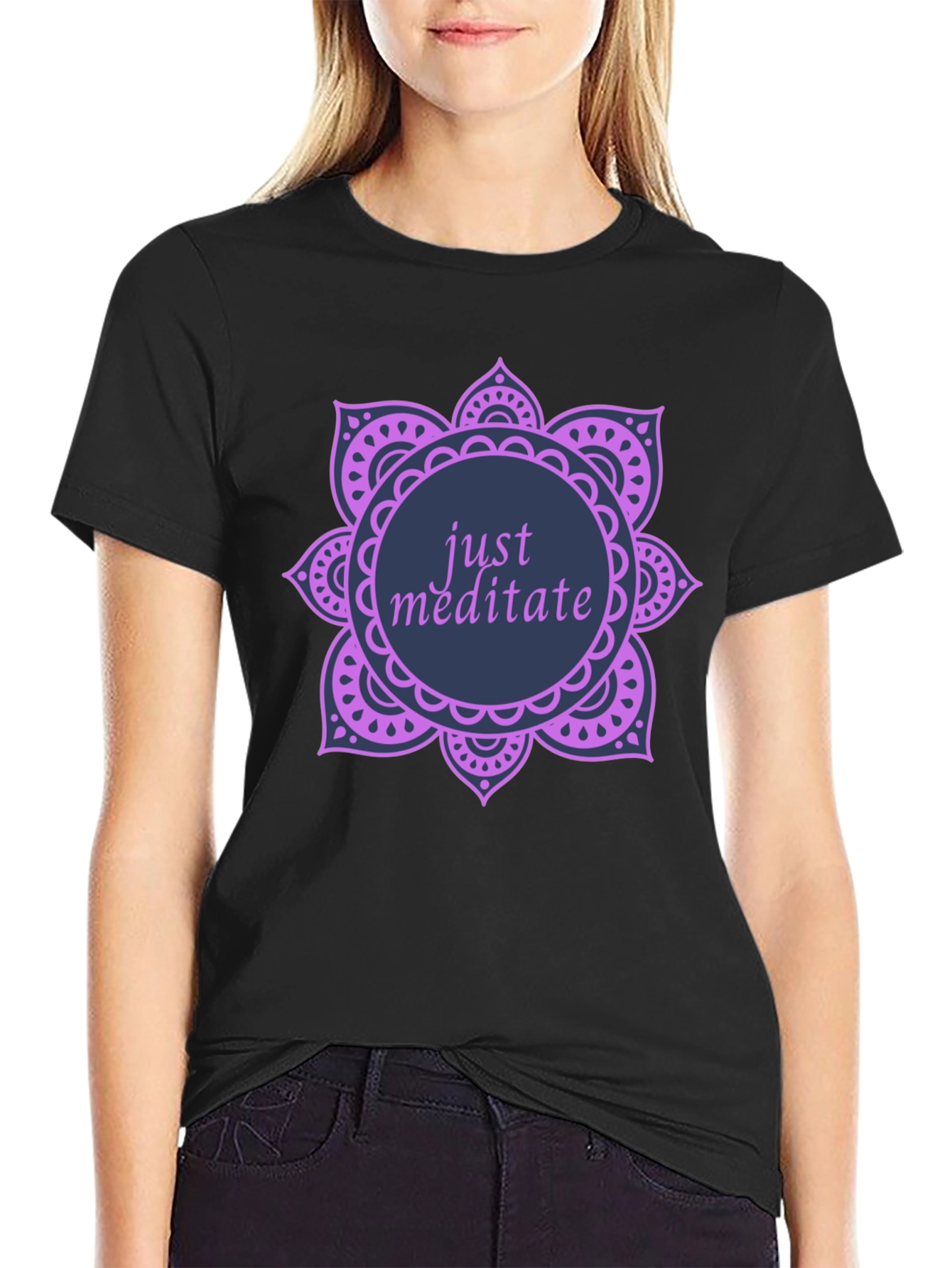 Just Meditate Graphic Tee - Black