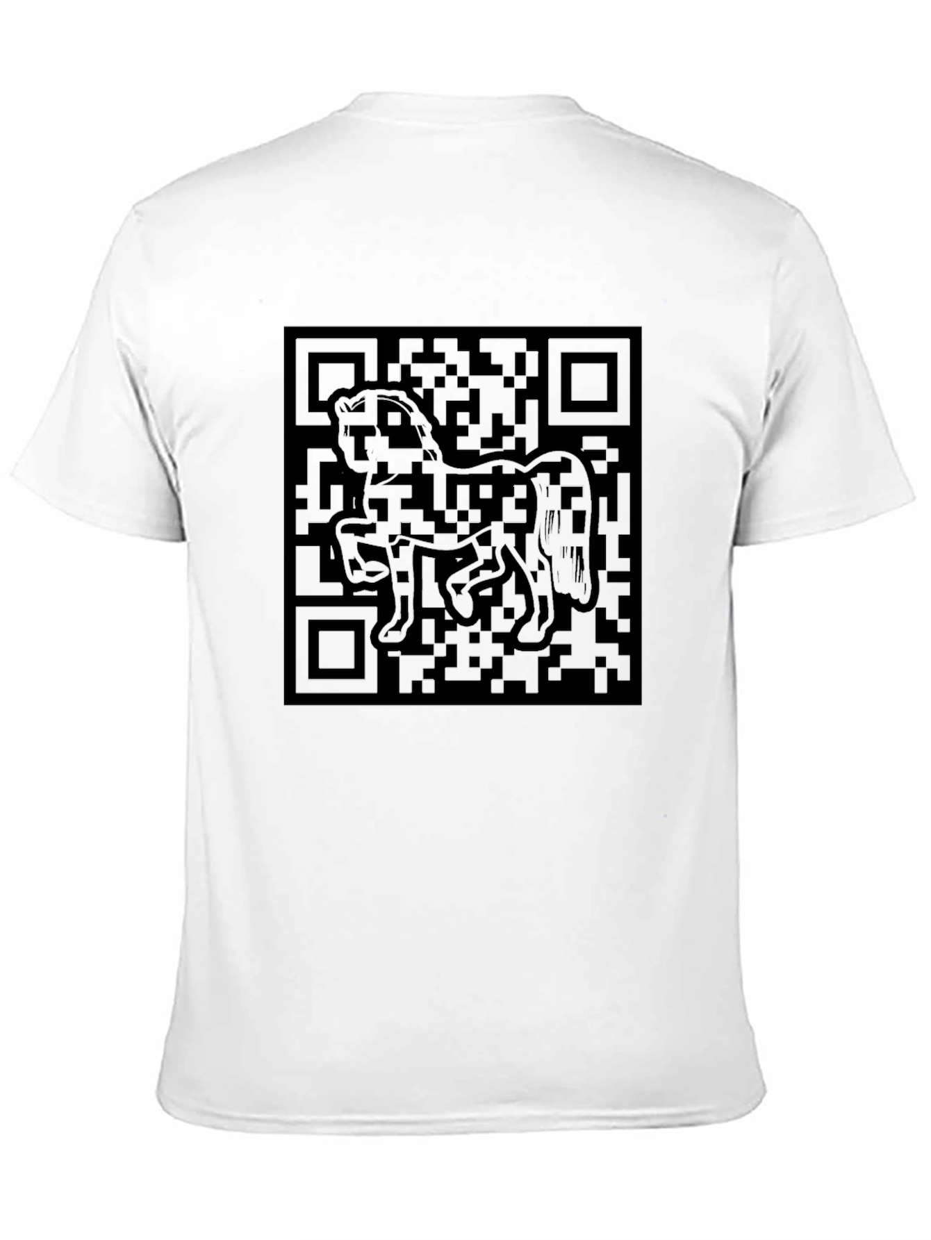 Black QR Code Horse Graphic T-Shirt