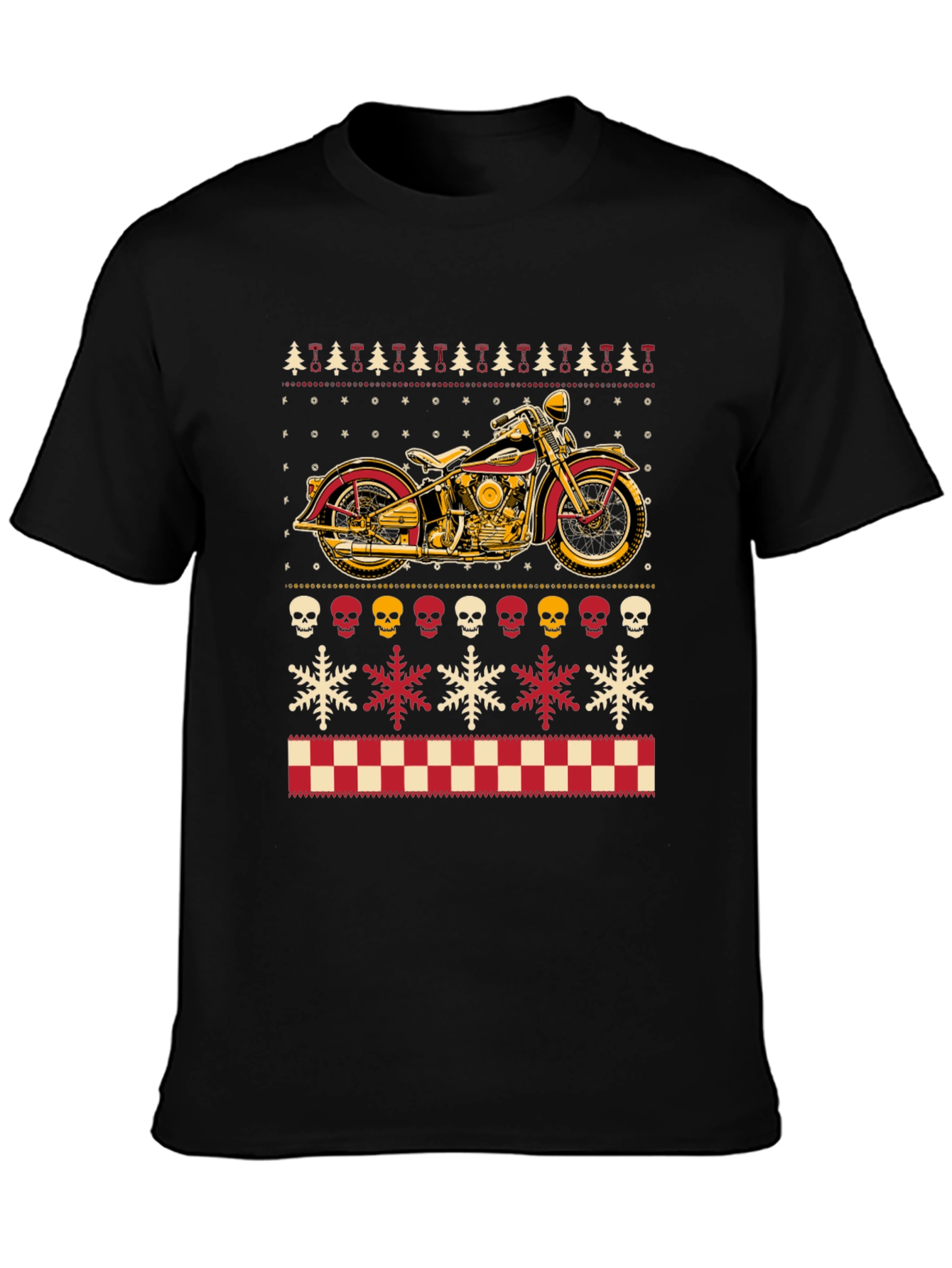 Motorcycle Ugly Christmas Sweater Style T-Shirt