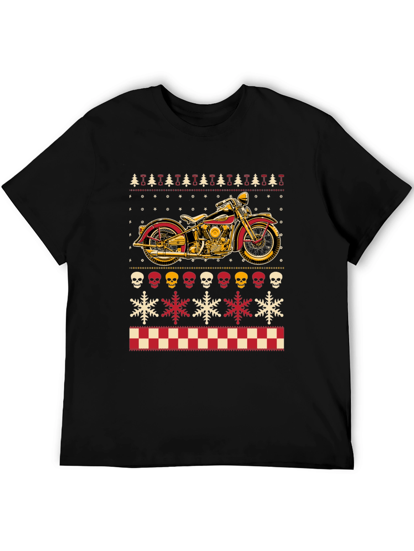Motorcycle Ugly Christmas Sweater Style T-Shirt