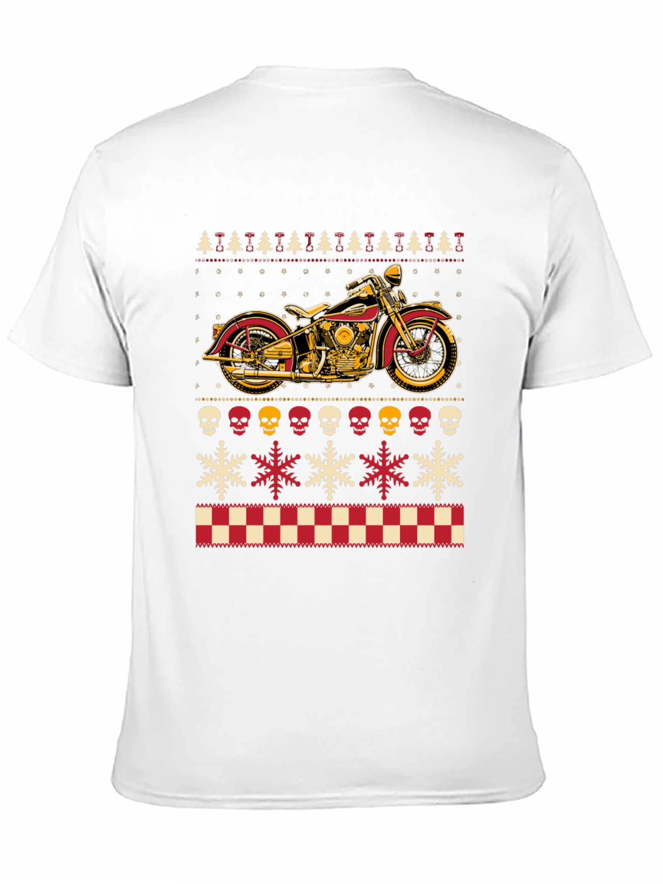 Motorcycle Ugly Christmas Sweater Style T-Shirt