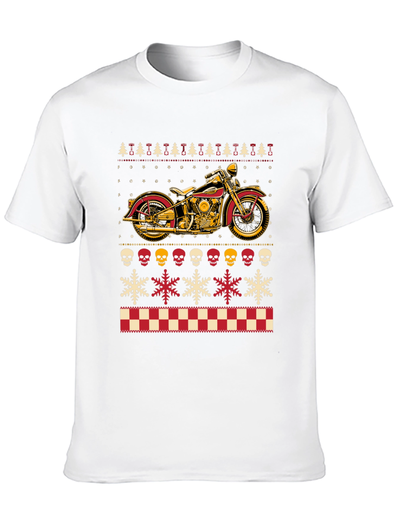 Motorcycle Ugly Christmas Sweater Style T-Shirt