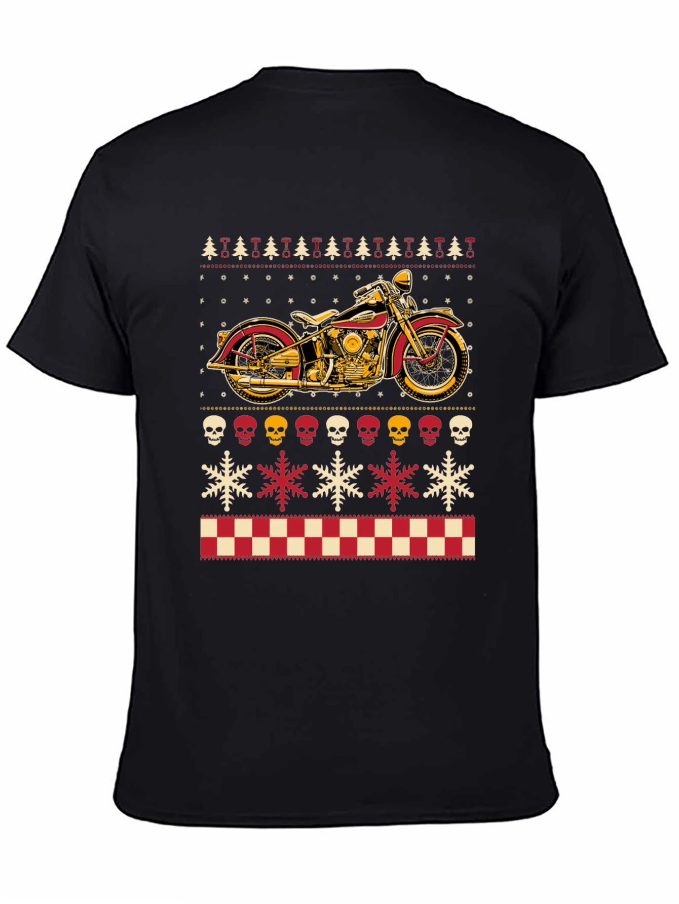 Motorcycle Ugly Christmas Sweater Style T-Shirt