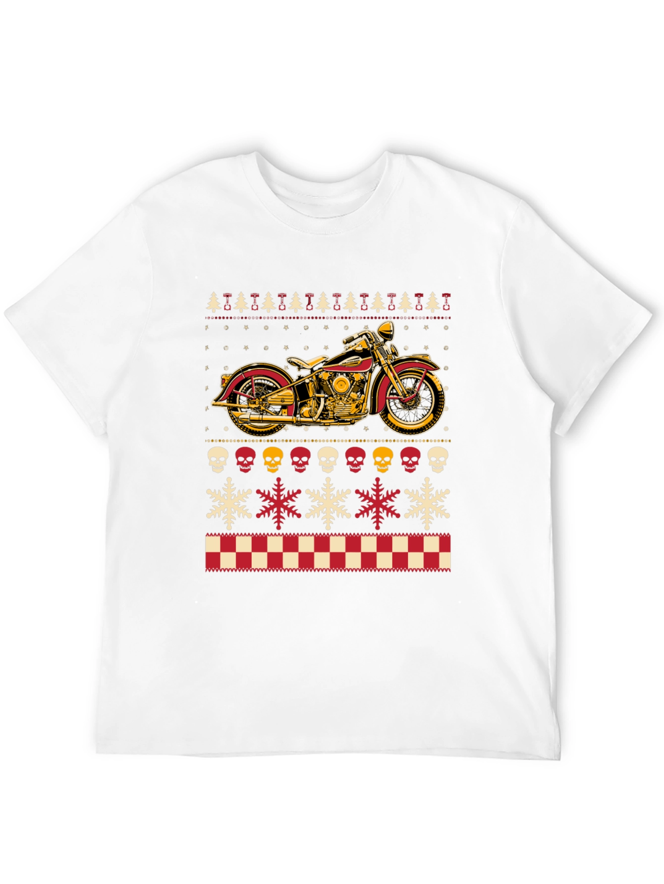 Motorcycle Ugly Christmas Sweater Style T-Shirt
