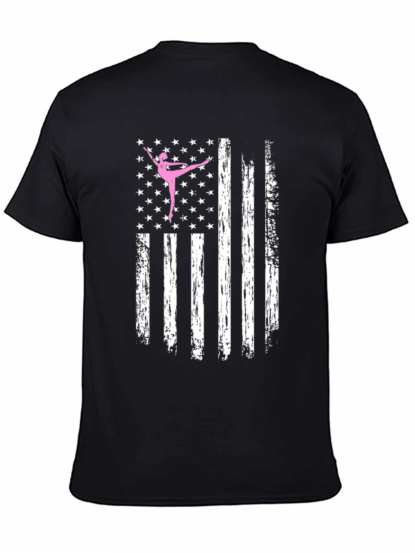 Ballet Dancer American Flag Black T-Shirt