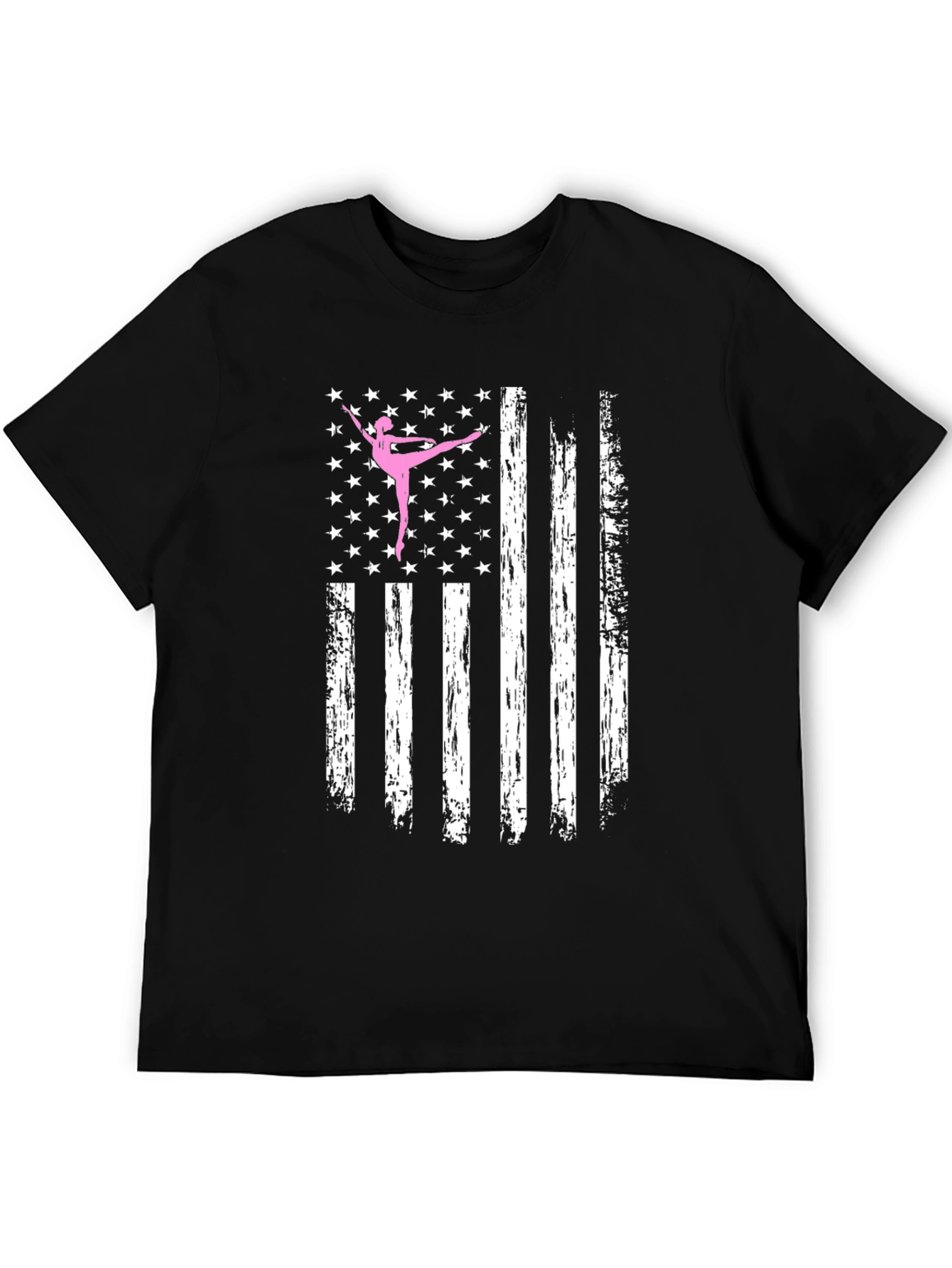 Ballet Dancer American Flag Black T-Shirt