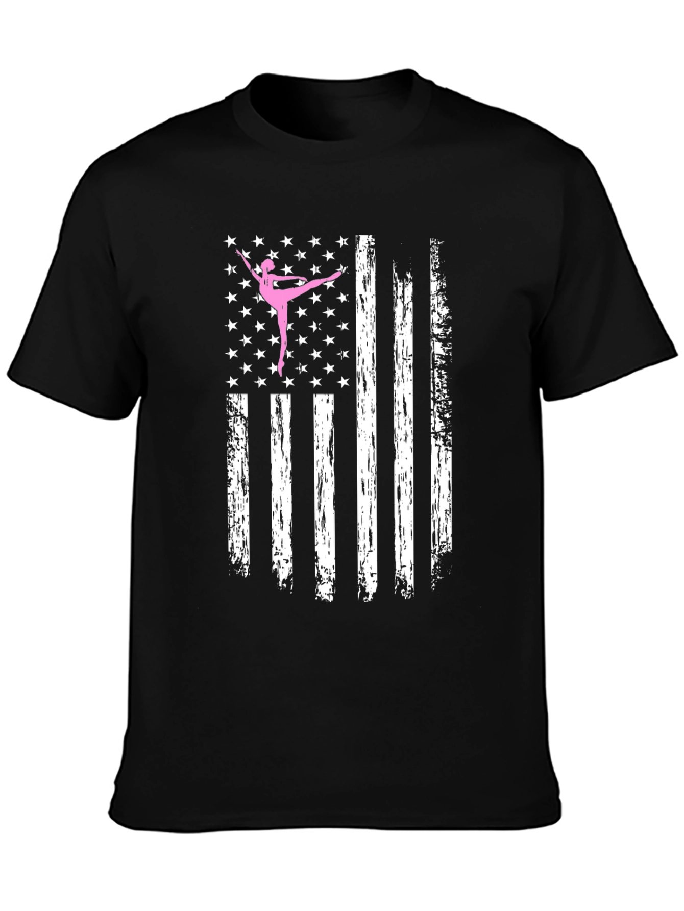 Ballet Dancer American Flag Black T-Shirt