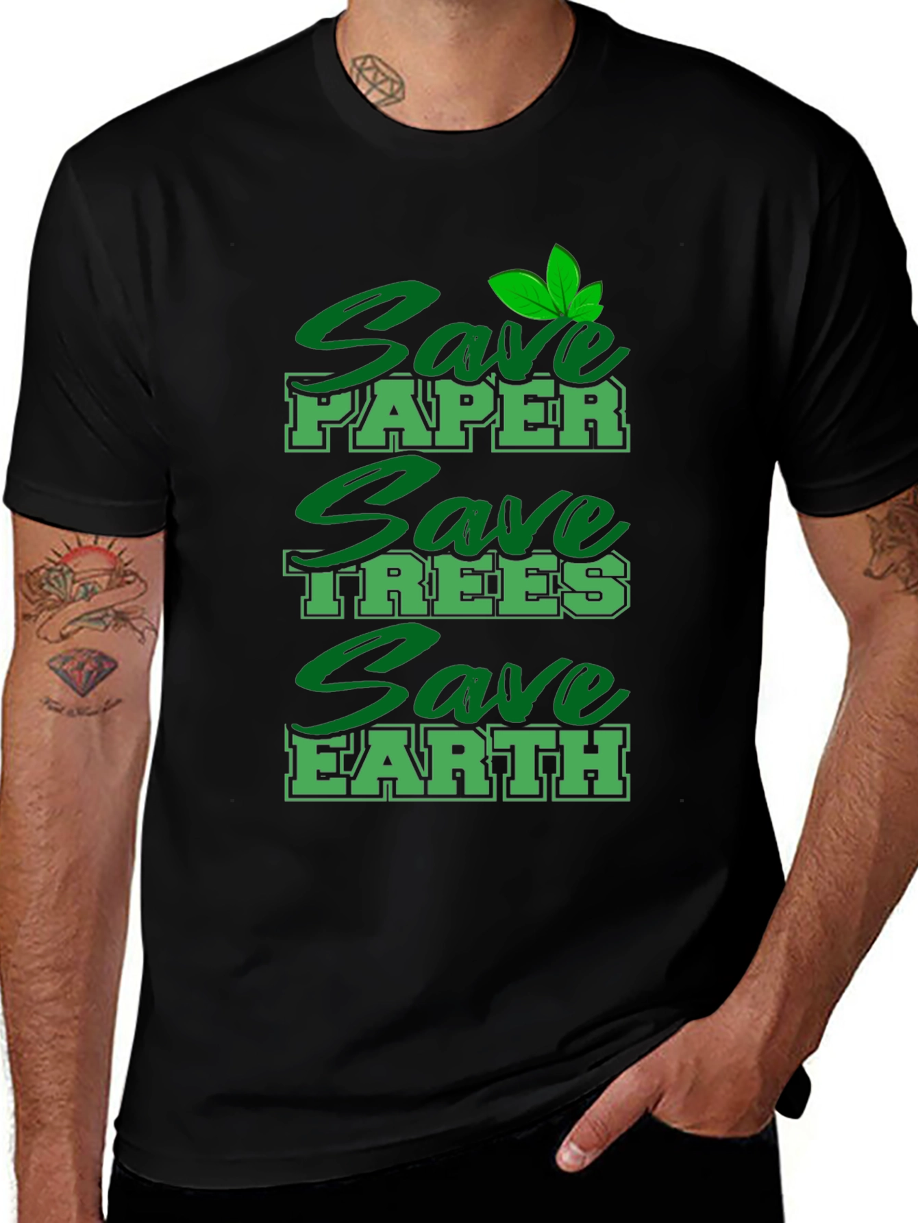 Eco-Friendly Save Earth Graphic Print T-Shirt