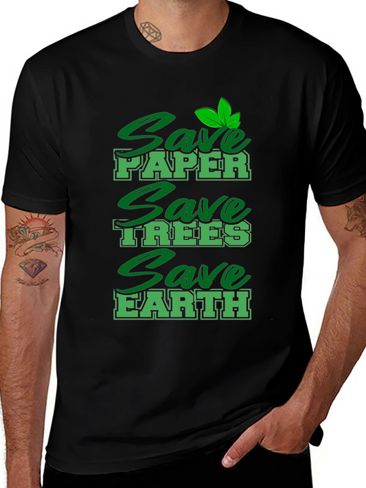 Eco-Friendly Save Earth Graphic Print T-Shirt