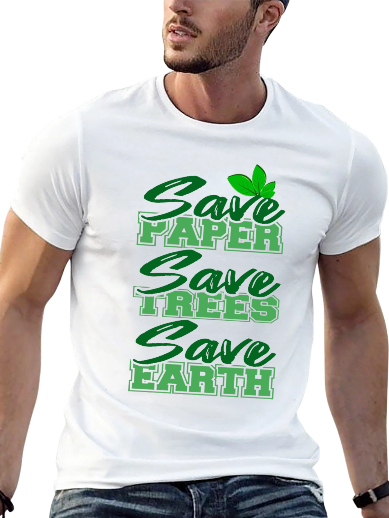 Eco-Friendly Save Earth Graphic Print T-Shirt