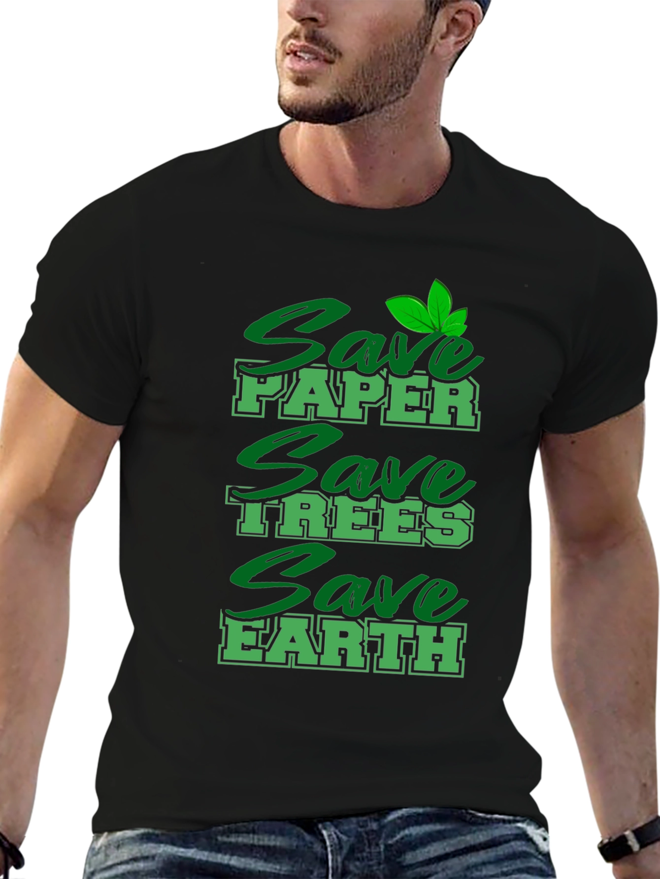 Eco-Friendly Save Earth Graphic Print T-Shirt