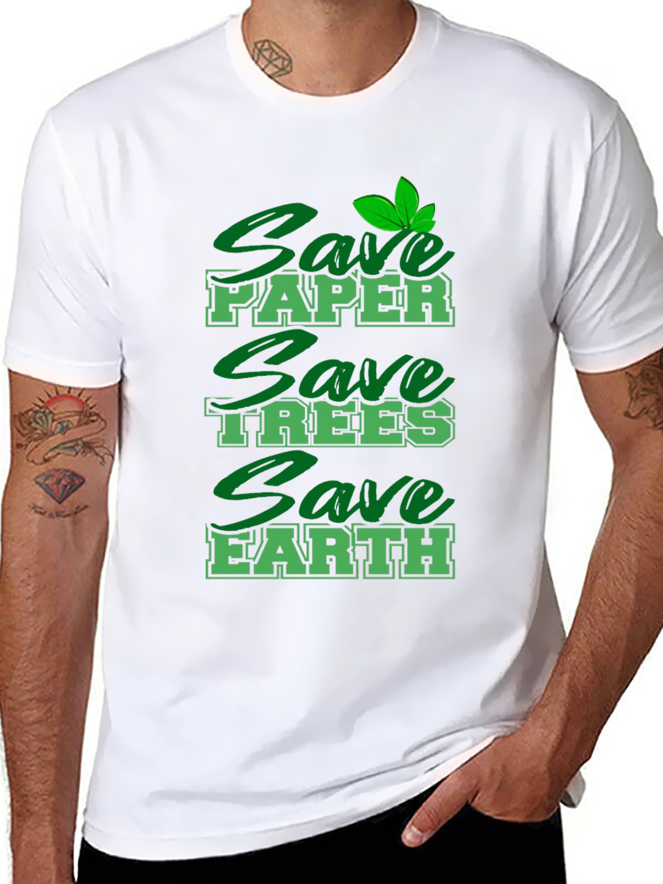 Eco-Friendly Save Earth Graphic Print T-Shirt