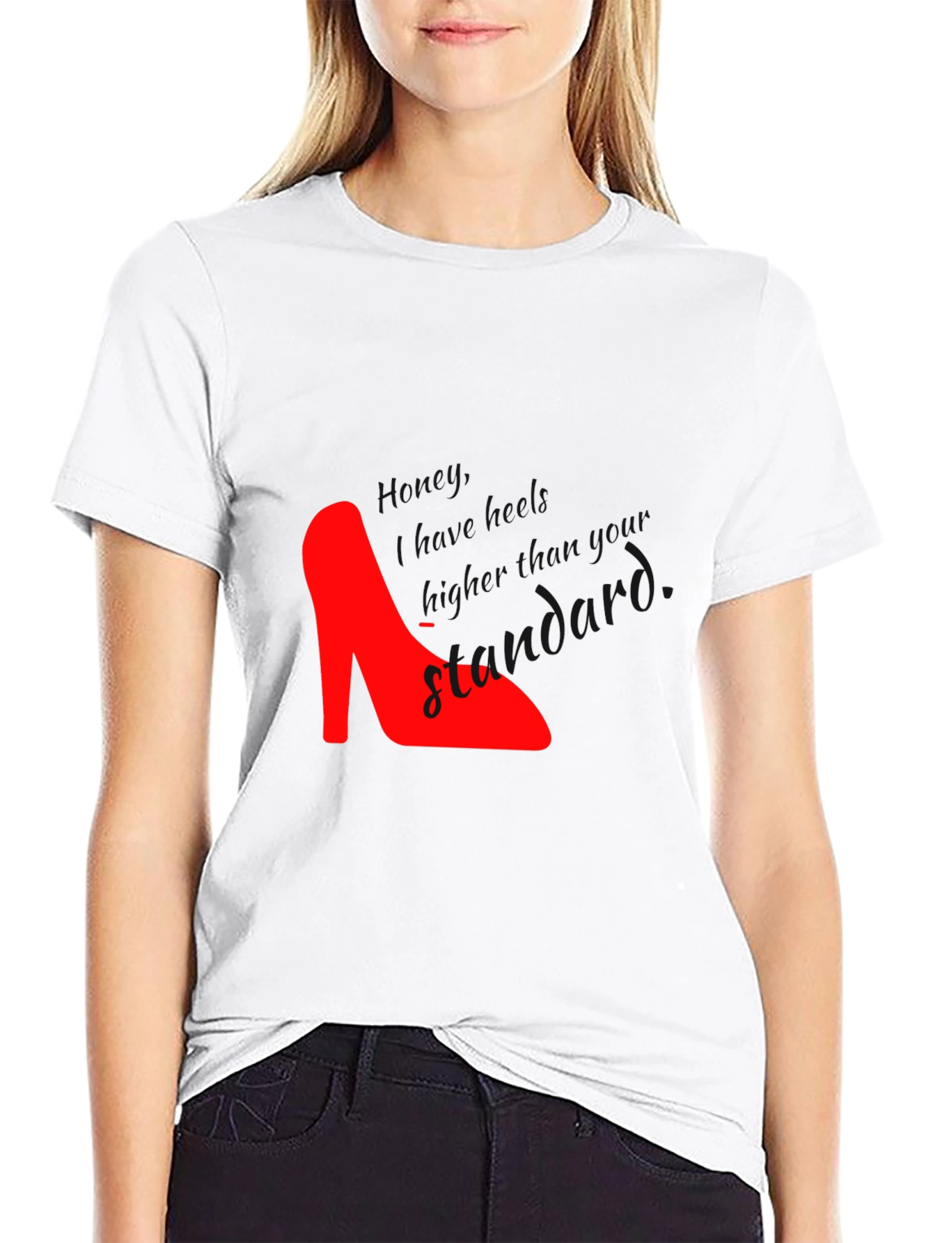 Red High Heel Black T-Shirt - Stand Out Style