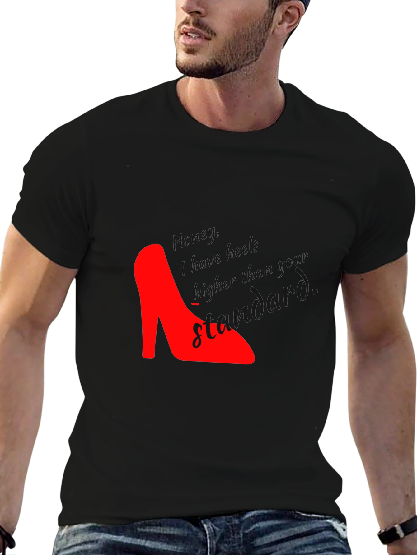 Red High Heel Black T-Shirt - Stand Out Style