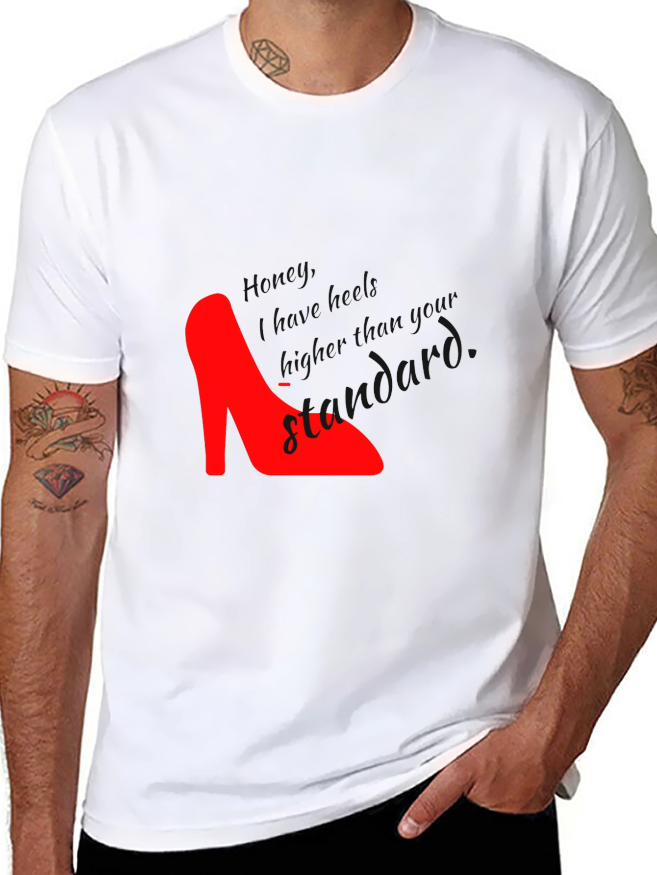Red High Heel Black T-Shirt - Stand Out Style