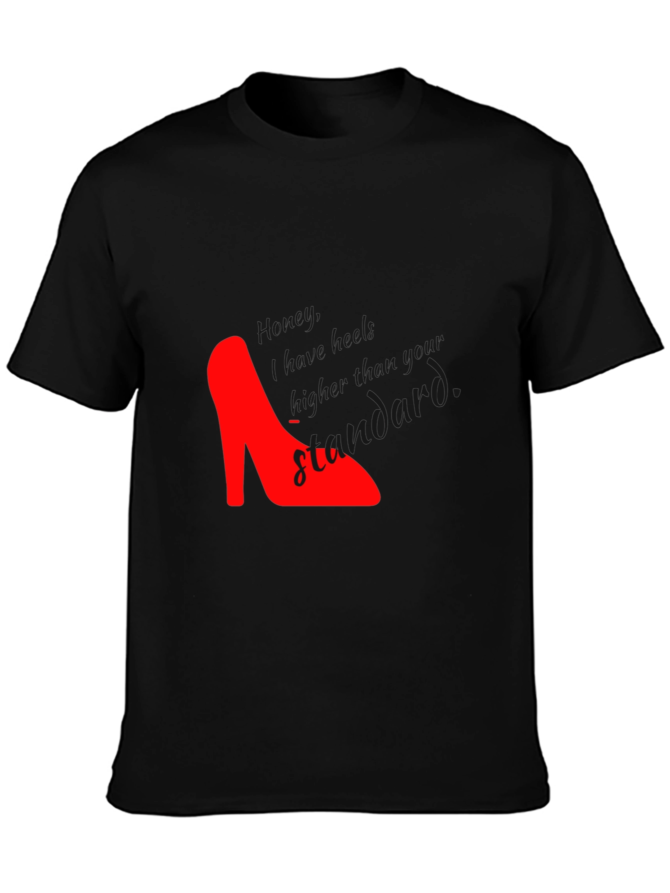 Red High Heel Black T-Shirt - Stand Out Style