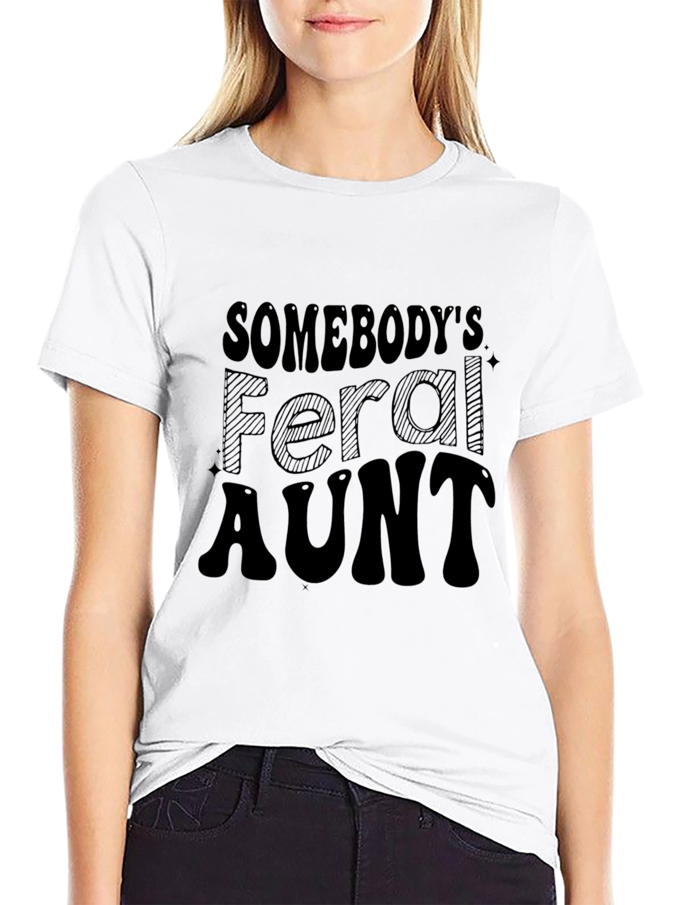 Somebodys Feral Aunt Graphic Tee - Black