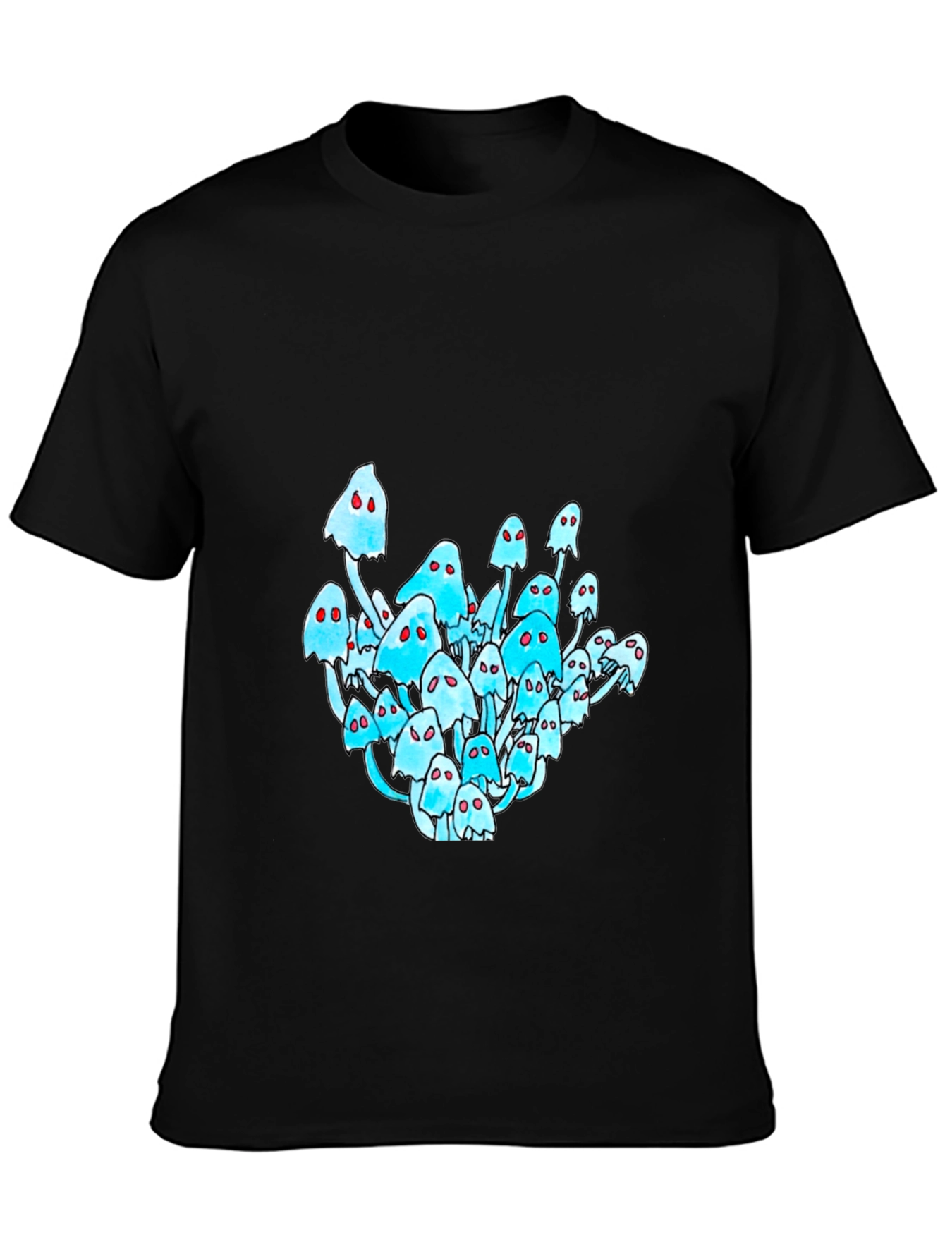 Black T-Shirt with Mushroom Ghost Graphic