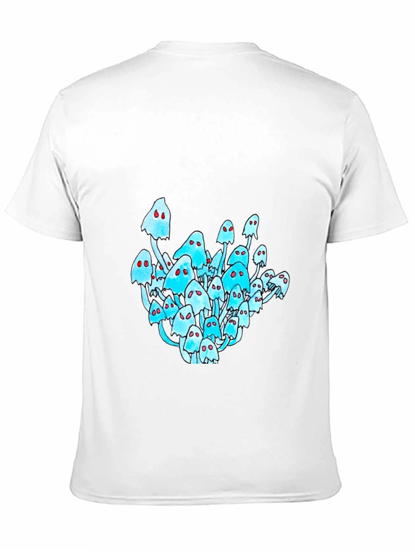 Black T-Shirt with Mushroom Ghost Graphic