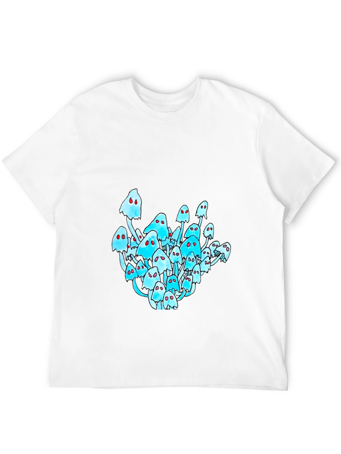Black T-Shirt with Mushroom Ghost Graphic