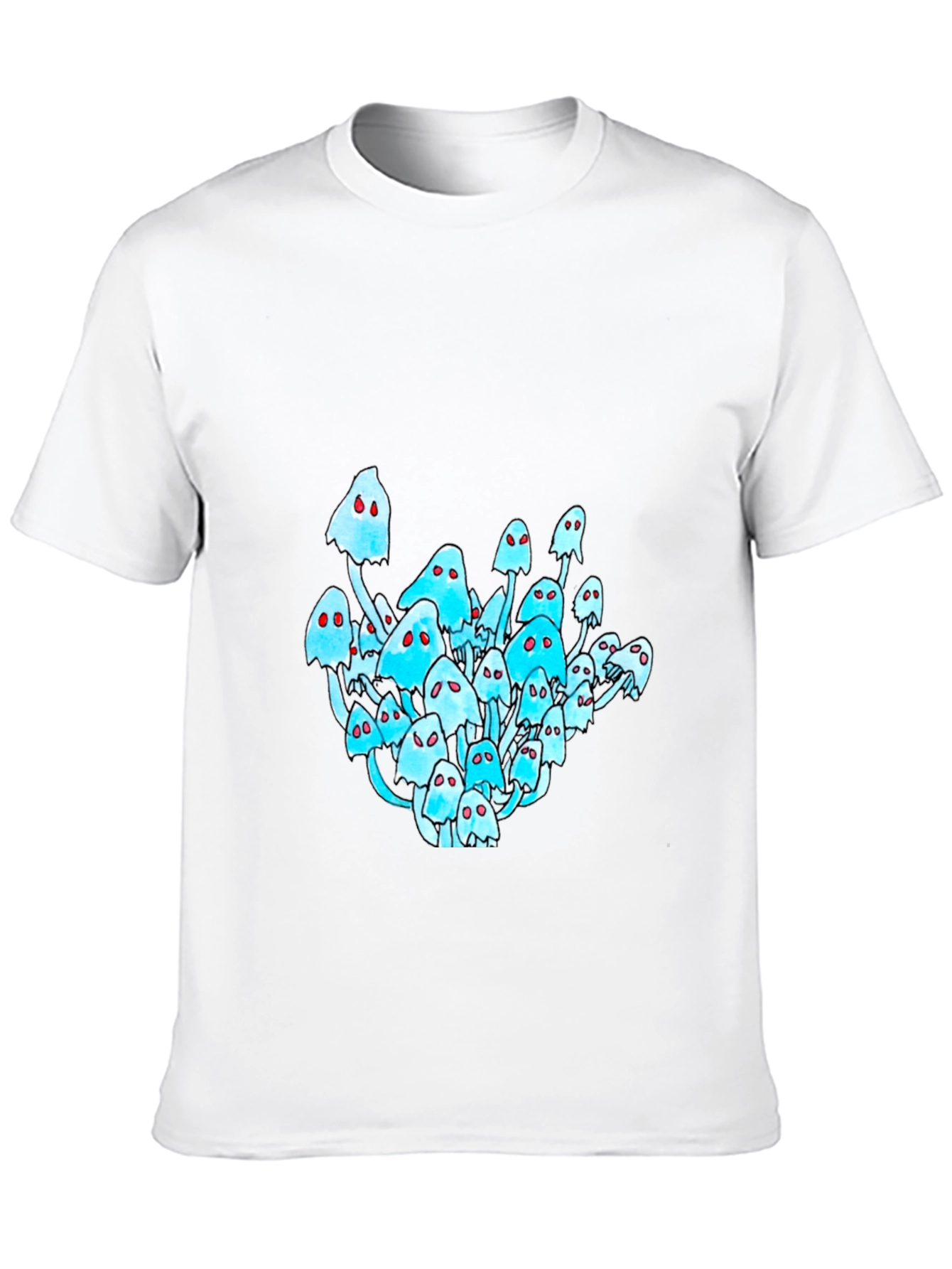 Black T-Shirt with Mushroom Ghost Graphic