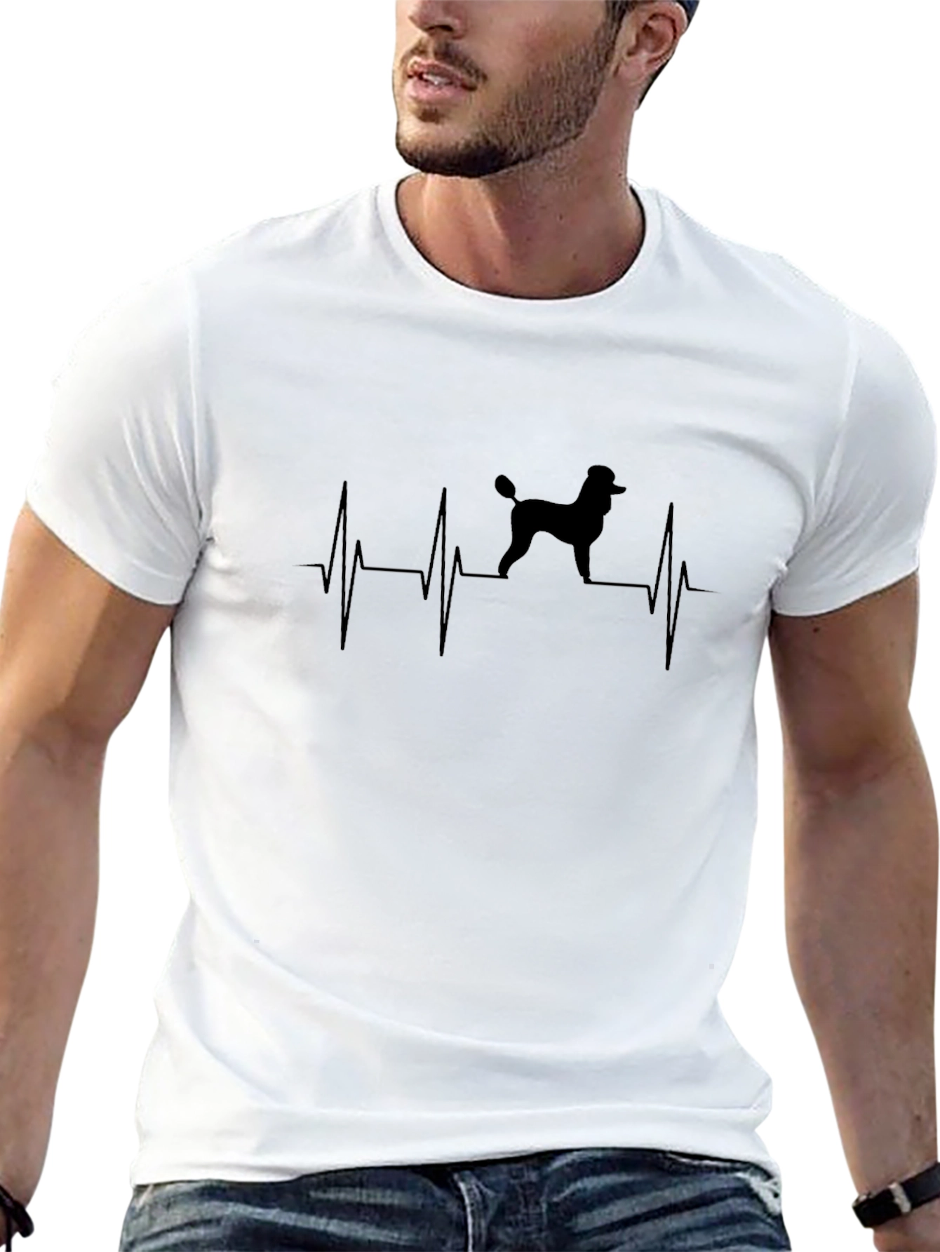 Poodle Heartbeat T-Shirt - Black