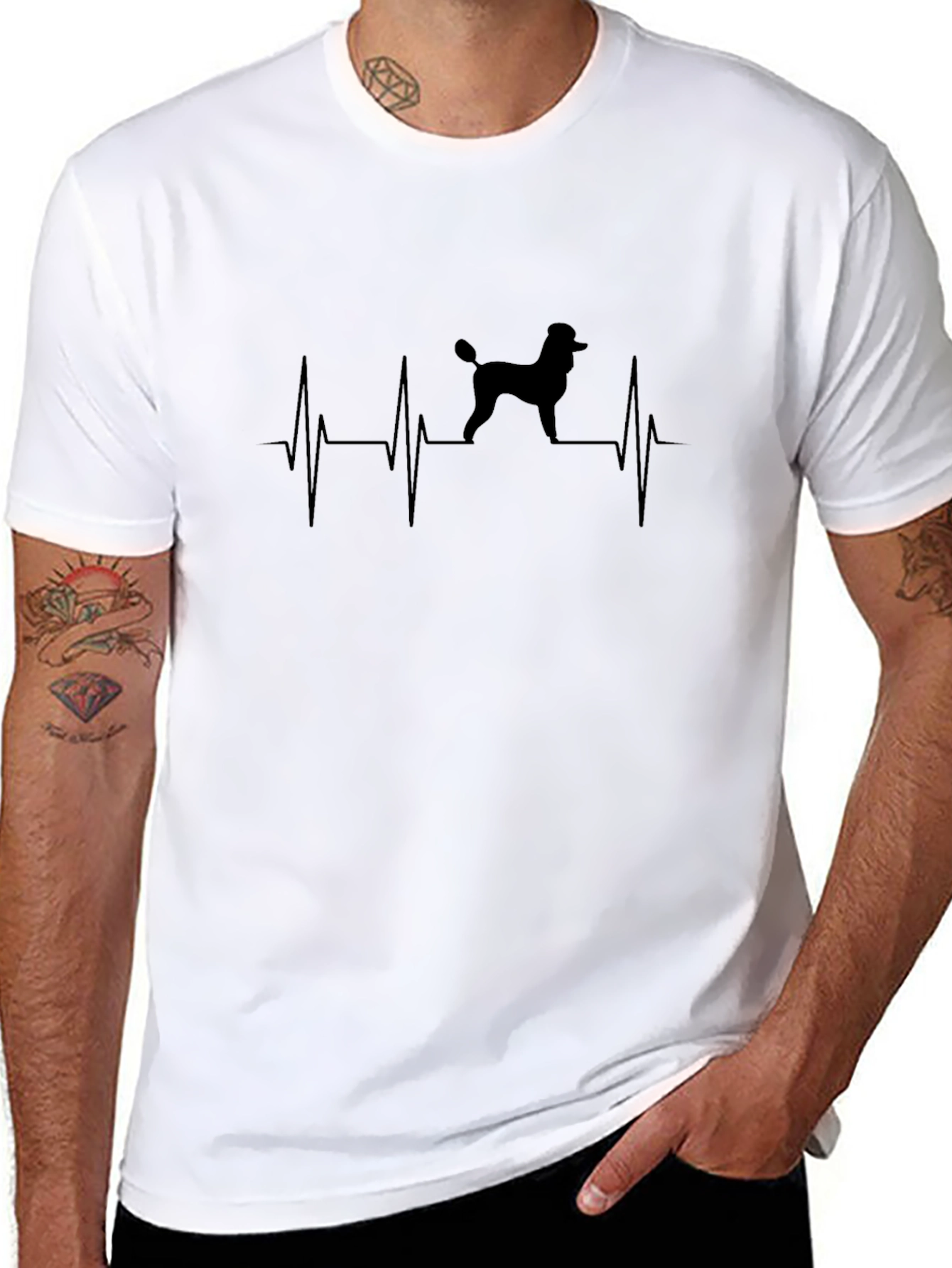Poodle Heartbeat T-Shirt - Black