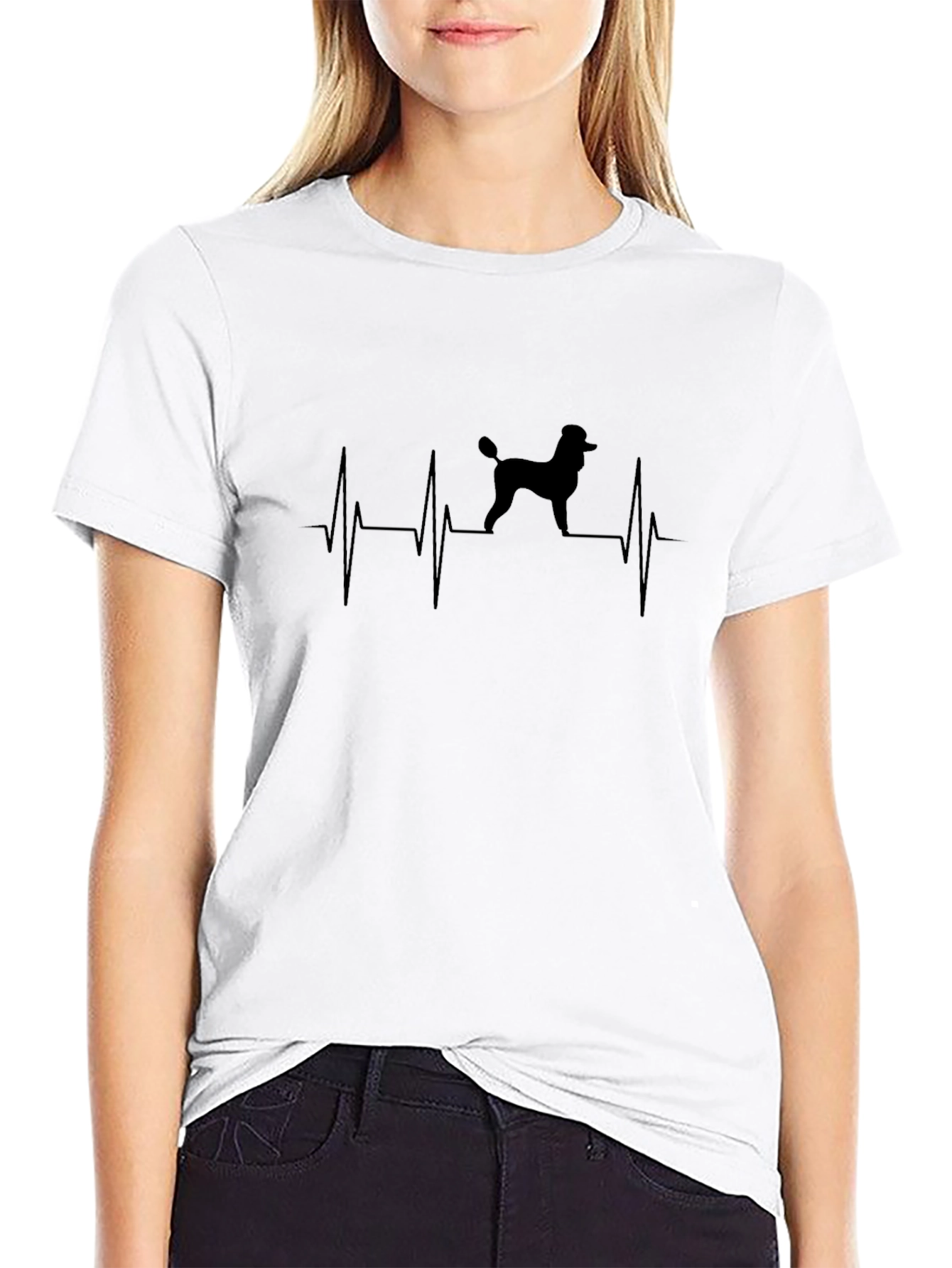 Poodle Heartbeat T-Shirt - Black