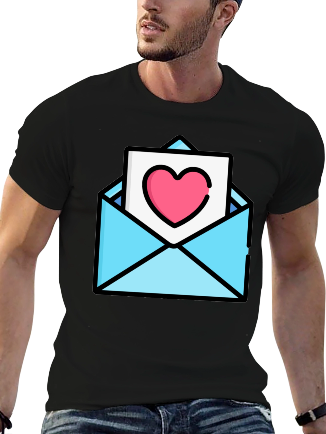 Heart Envelope Graphic Tee - Trendy Love Letter Shirt
