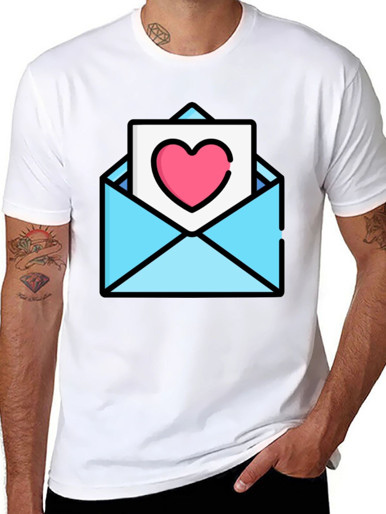 Heart Envelope Graphic Tee - Trendy Love Letter Shirt